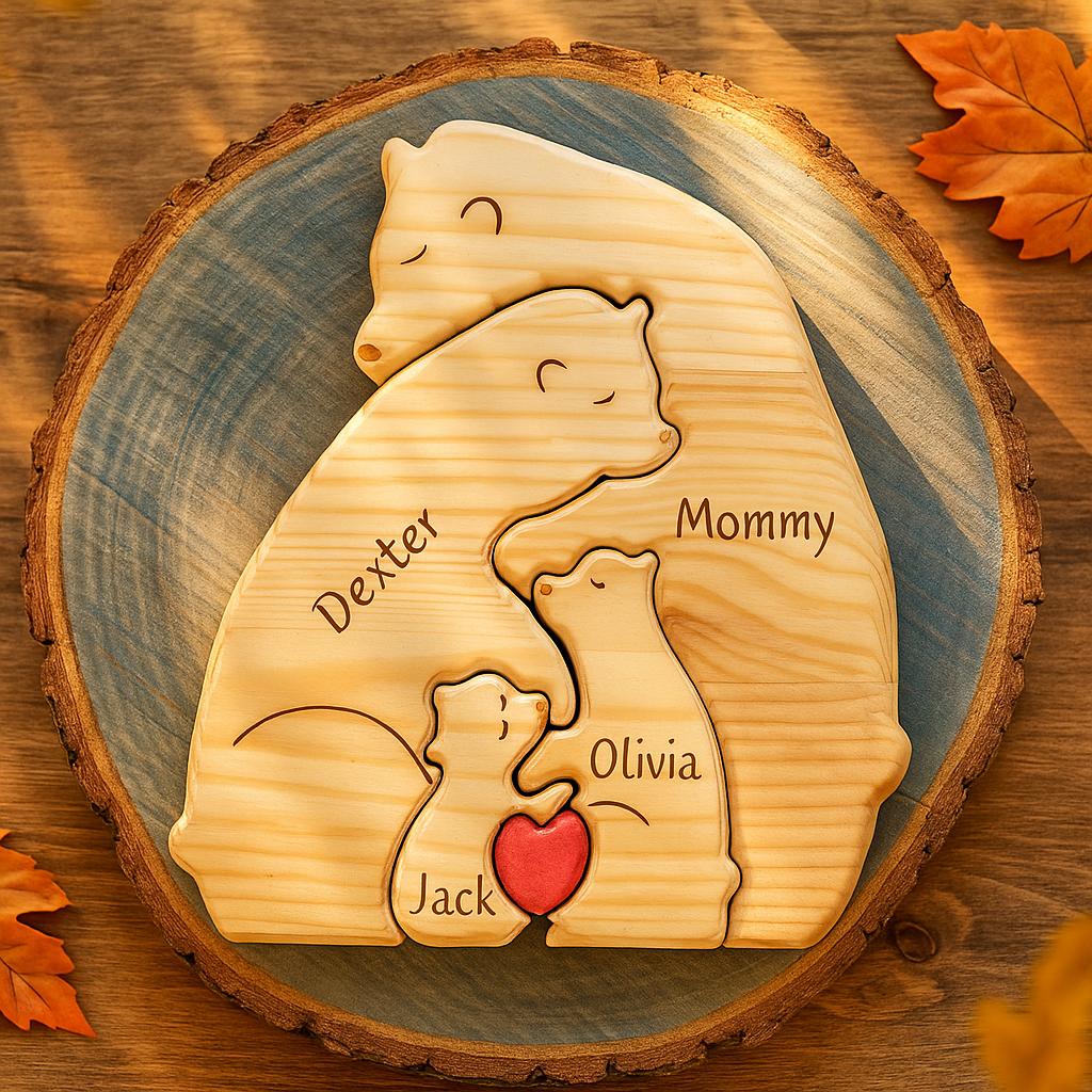 Personalized Wooden Bear Family Puzzle