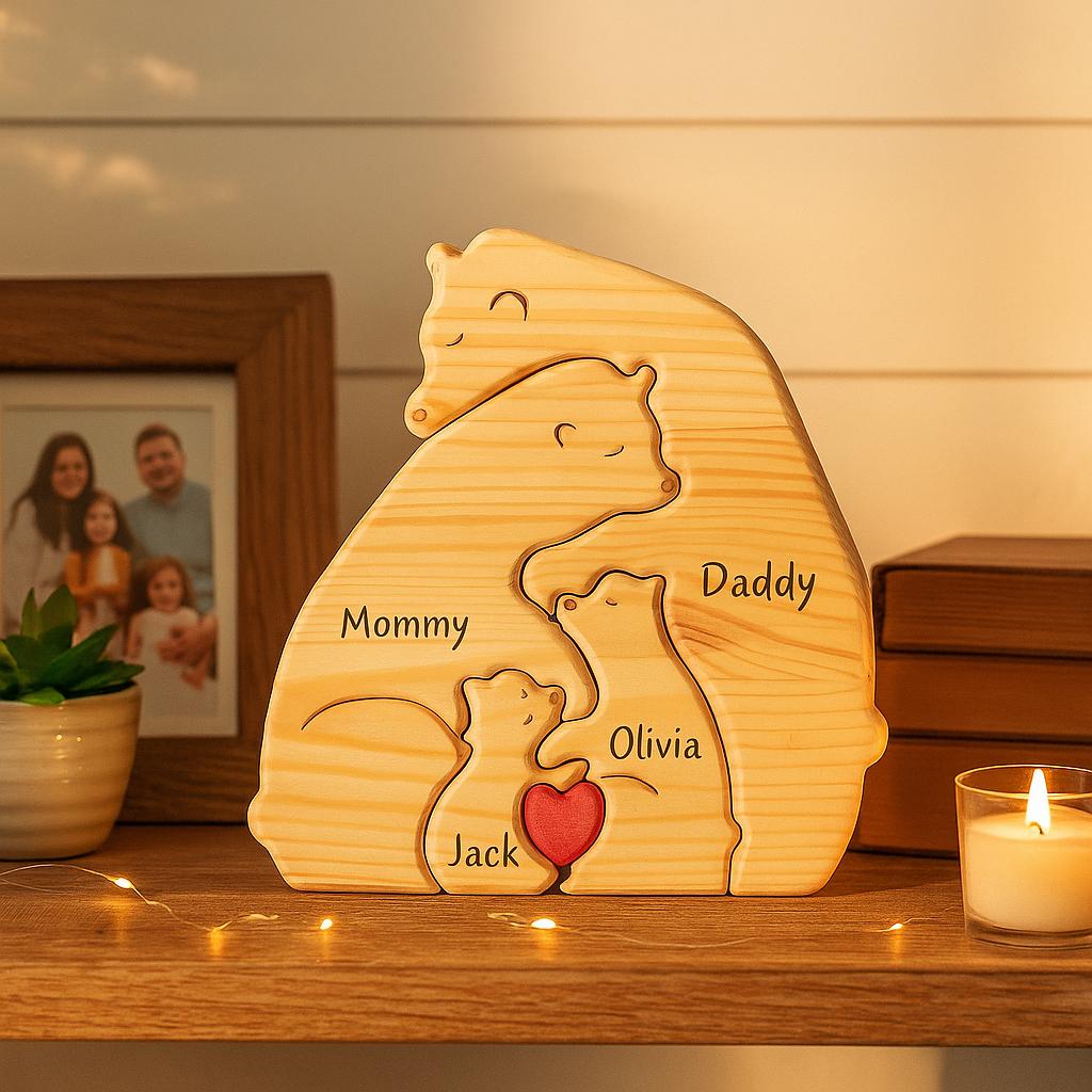 Personalized Wooden Bear Family Puzzle