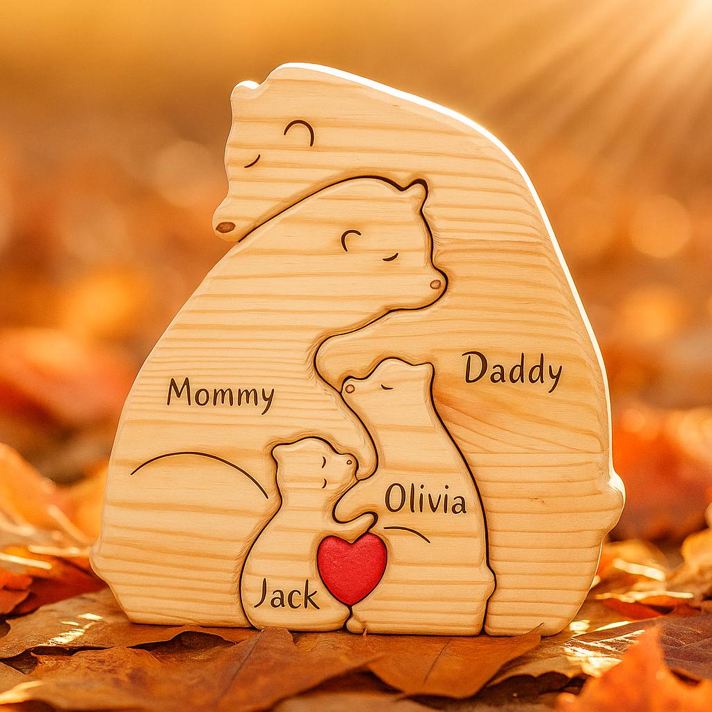 Personalized Wooden Bear Family Puzzle