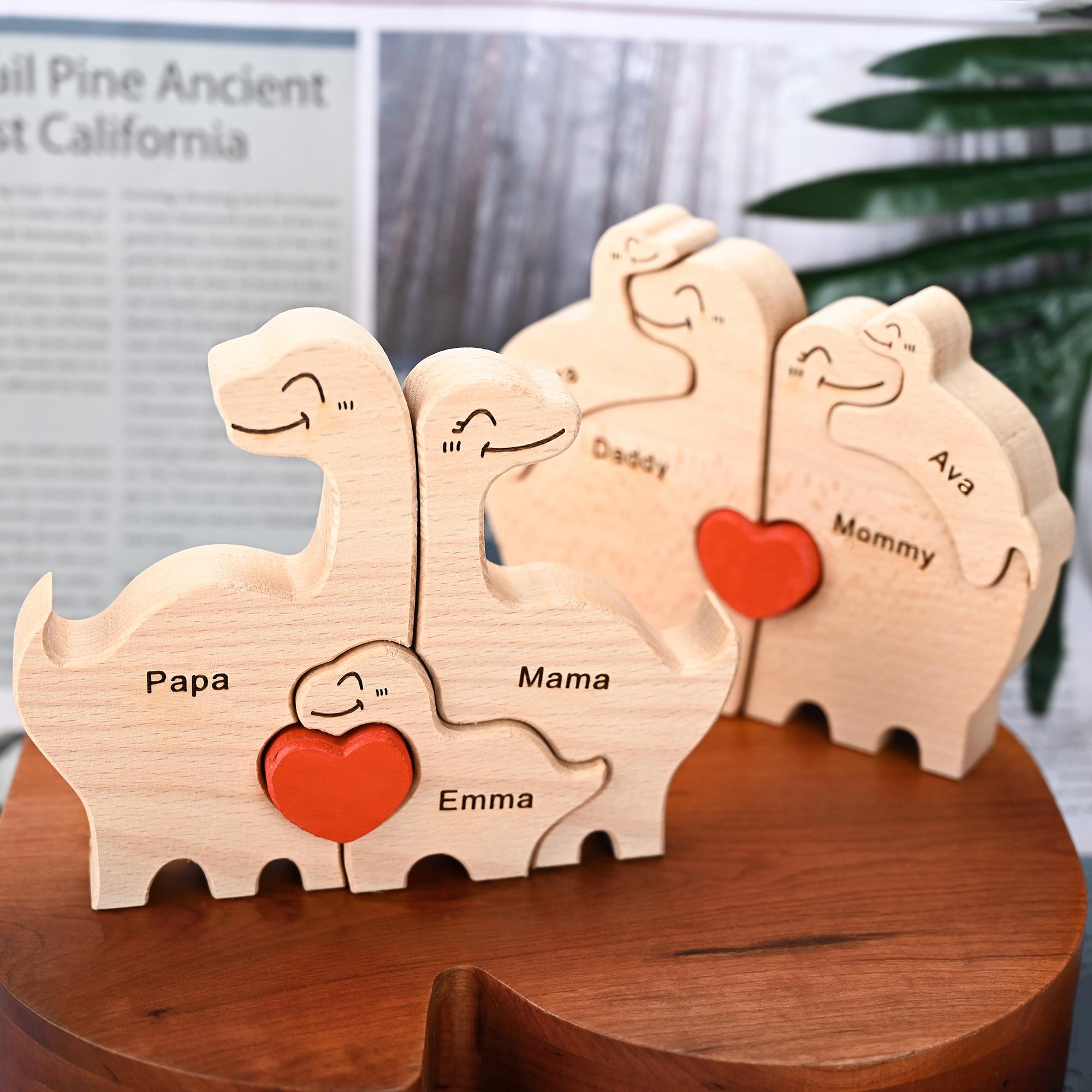 Personalized Wooden Dinosaur Family Puzzle