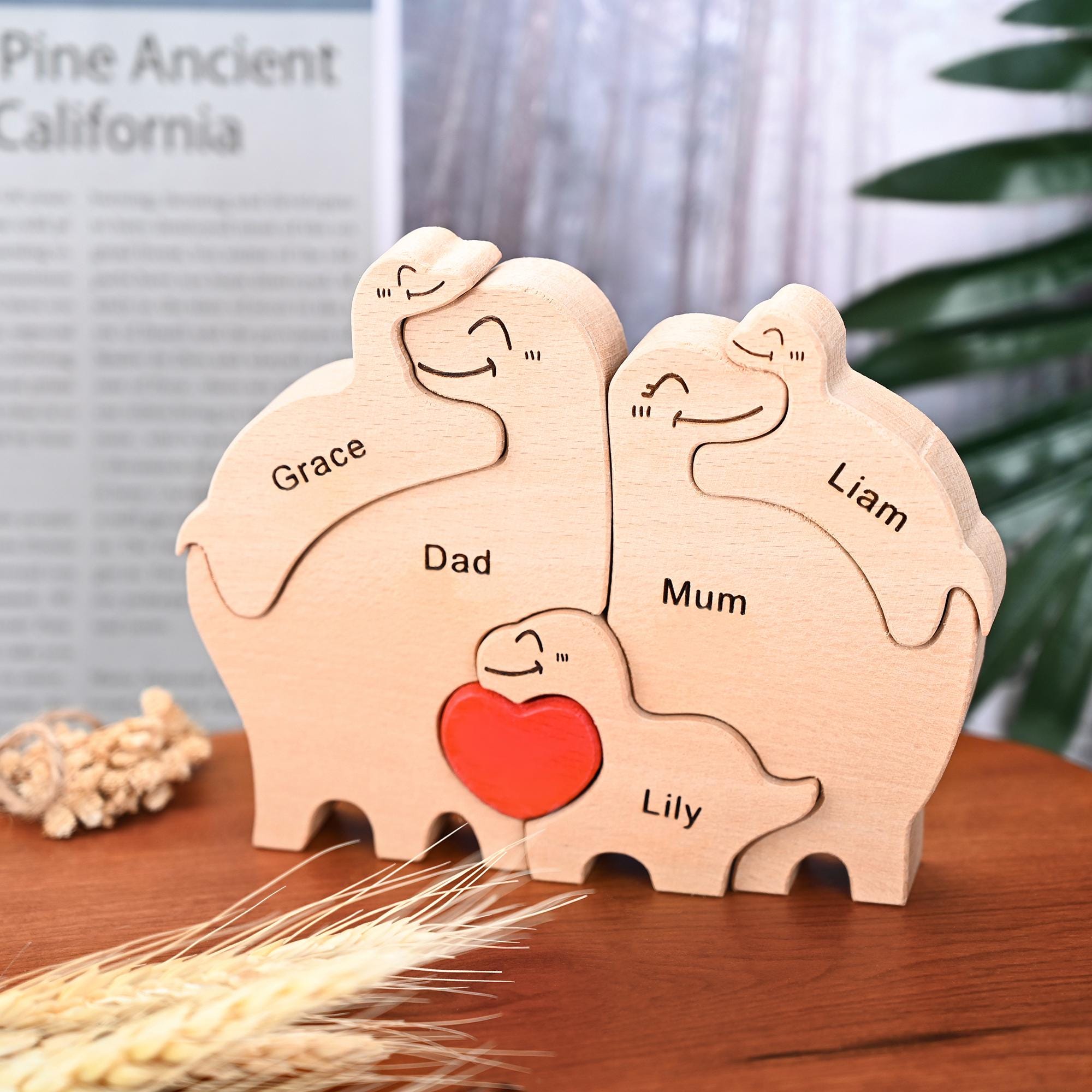 Personalized Wooden Dinosaur Family Puzzle