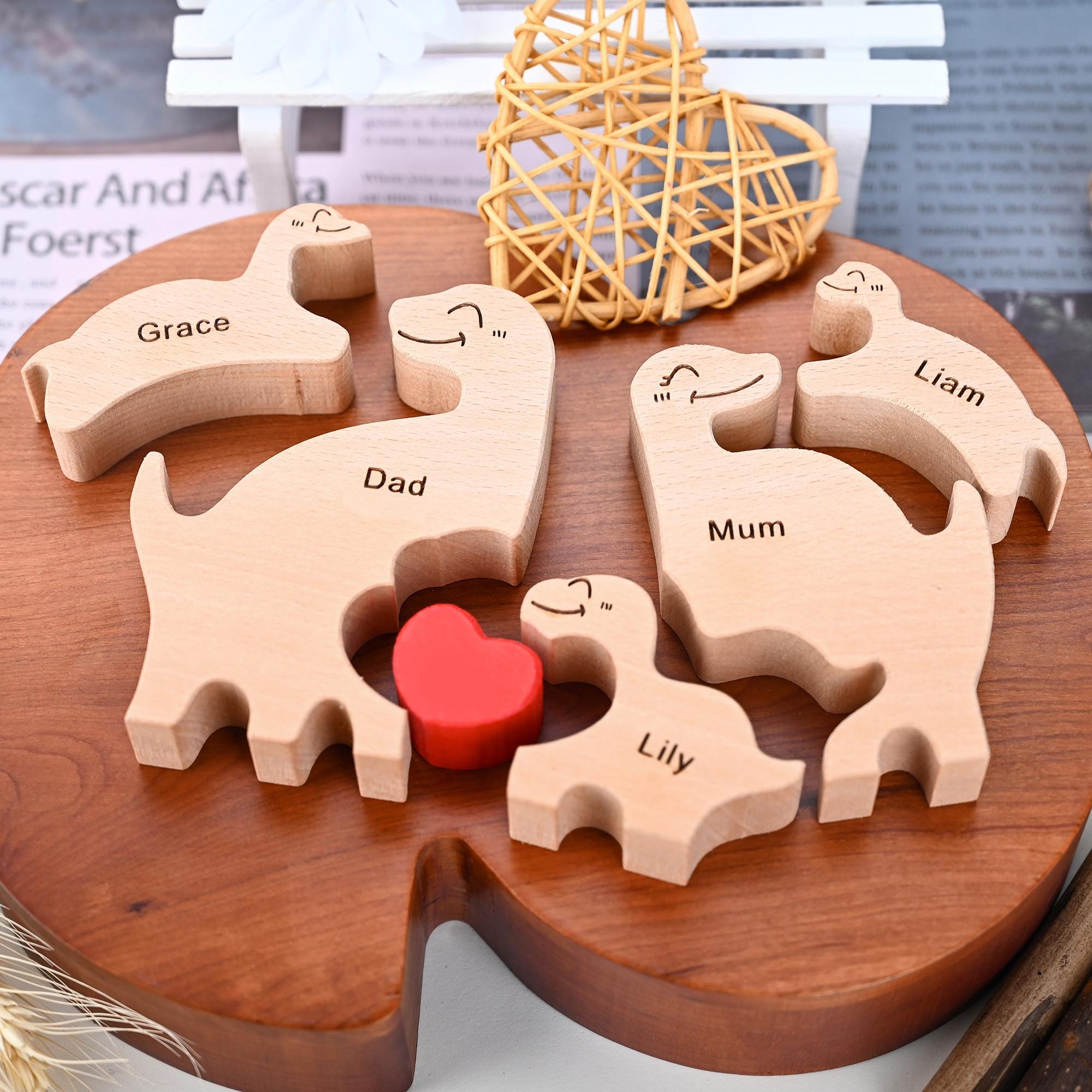Personalized Wooden Dinosaur Family Puzzle