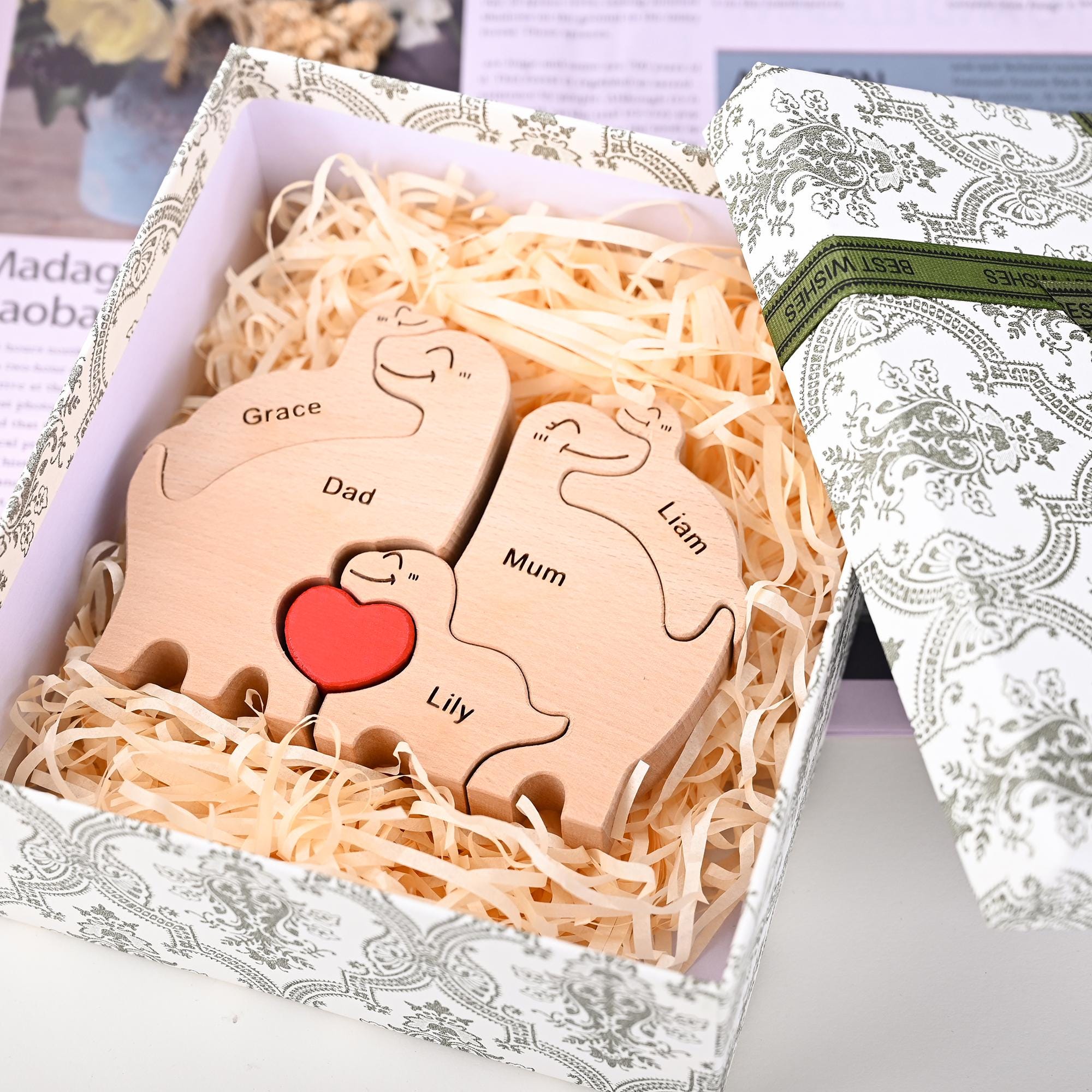 Personalized Wooden Dinosaur Family Puzzle