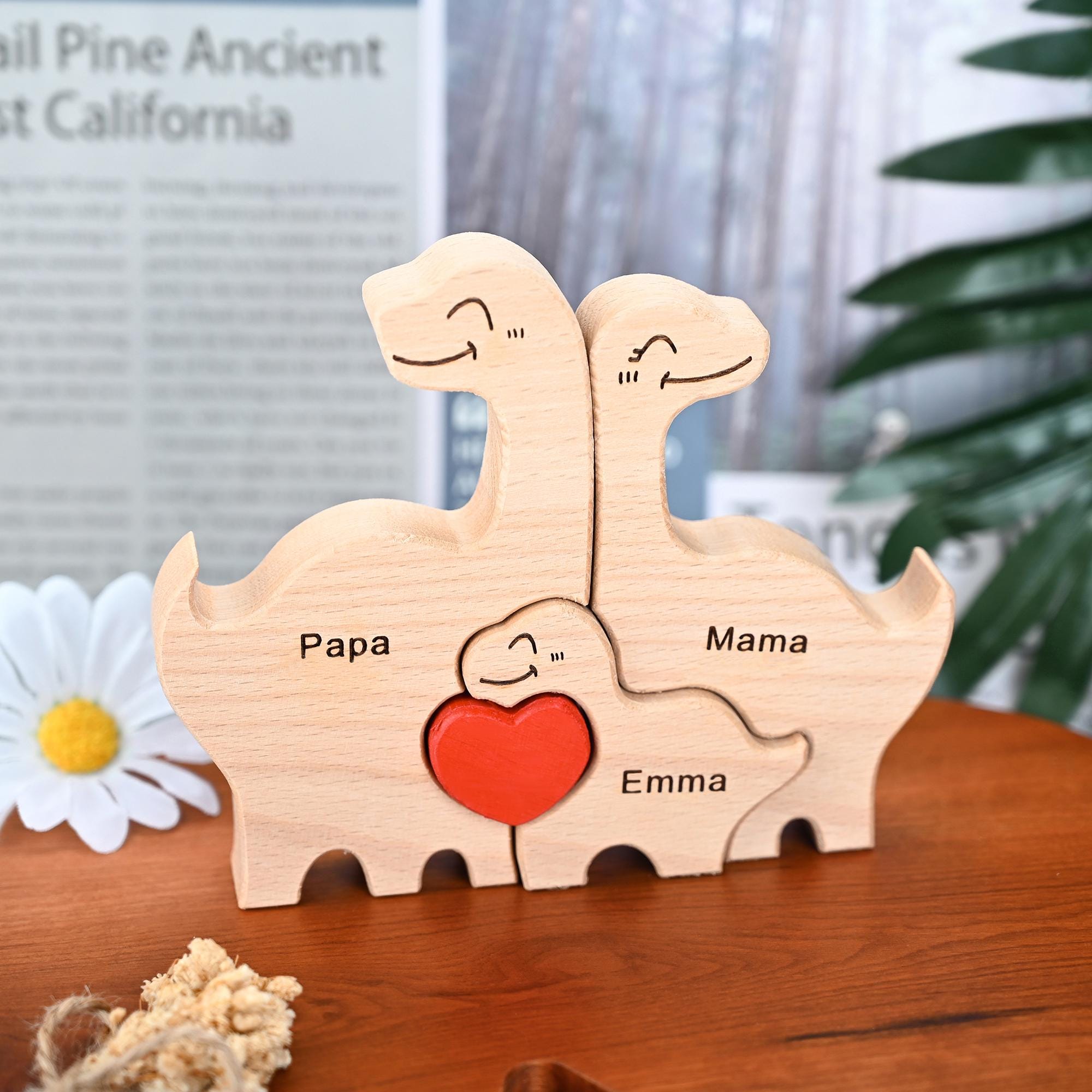 Personalized Wooden Dinosaur Family Puzzle