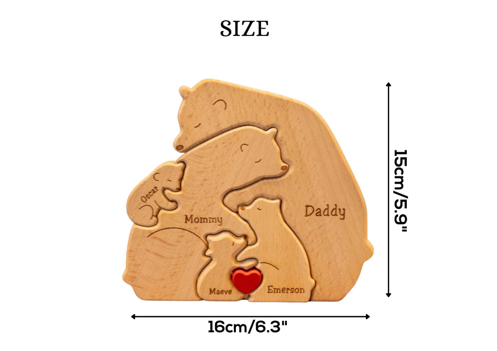 Personalized Wooden Bear Family Puzzle