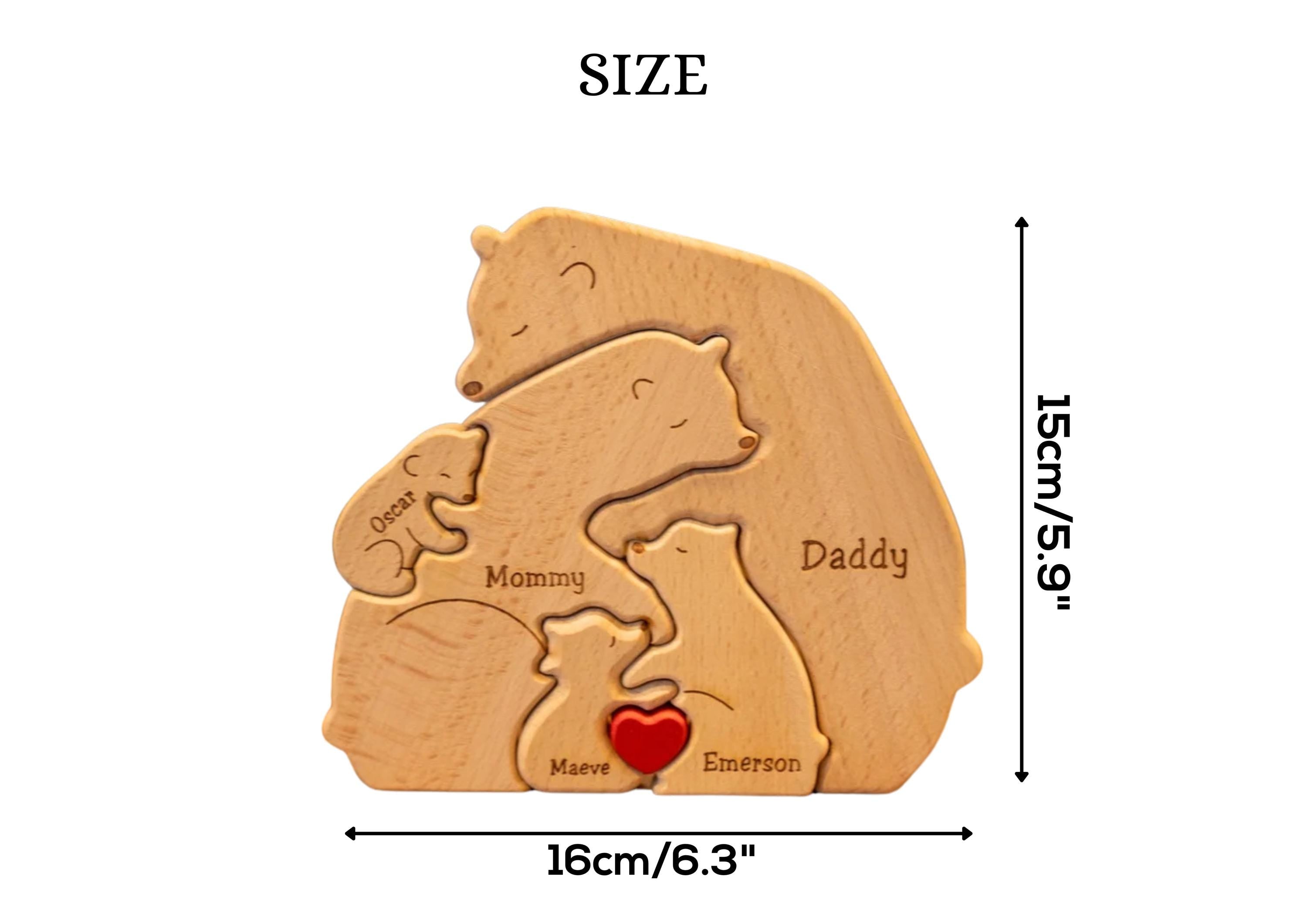Personalized Wooden Bear Family Puzzle