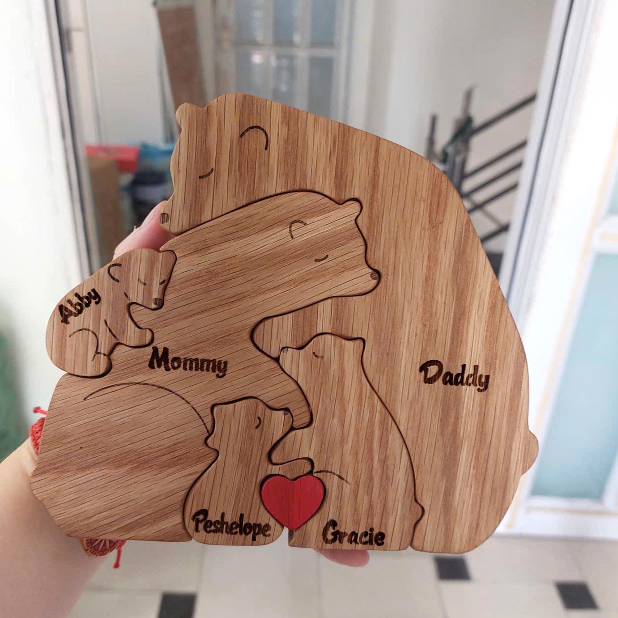 Personalized Wooden Bear Family Puzzle