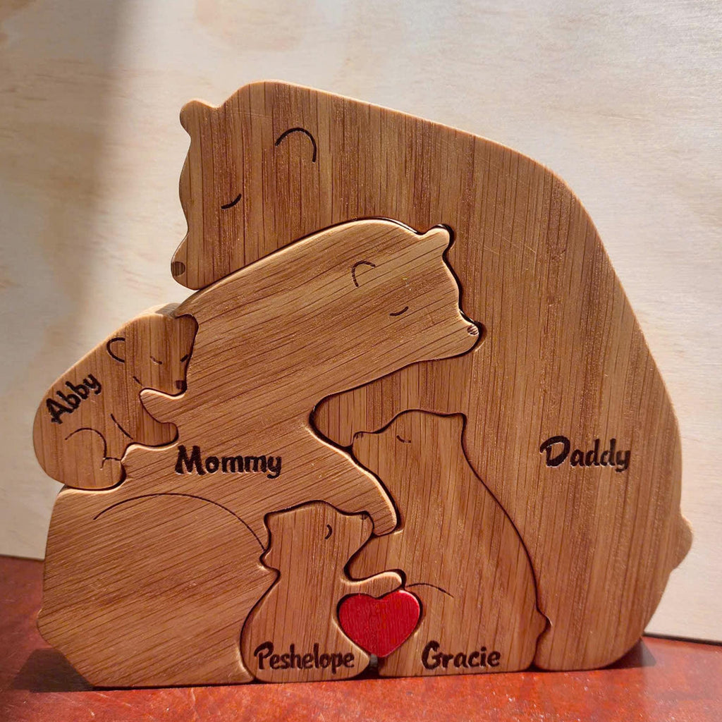 Personalized Wooden Bear Family Puzzle