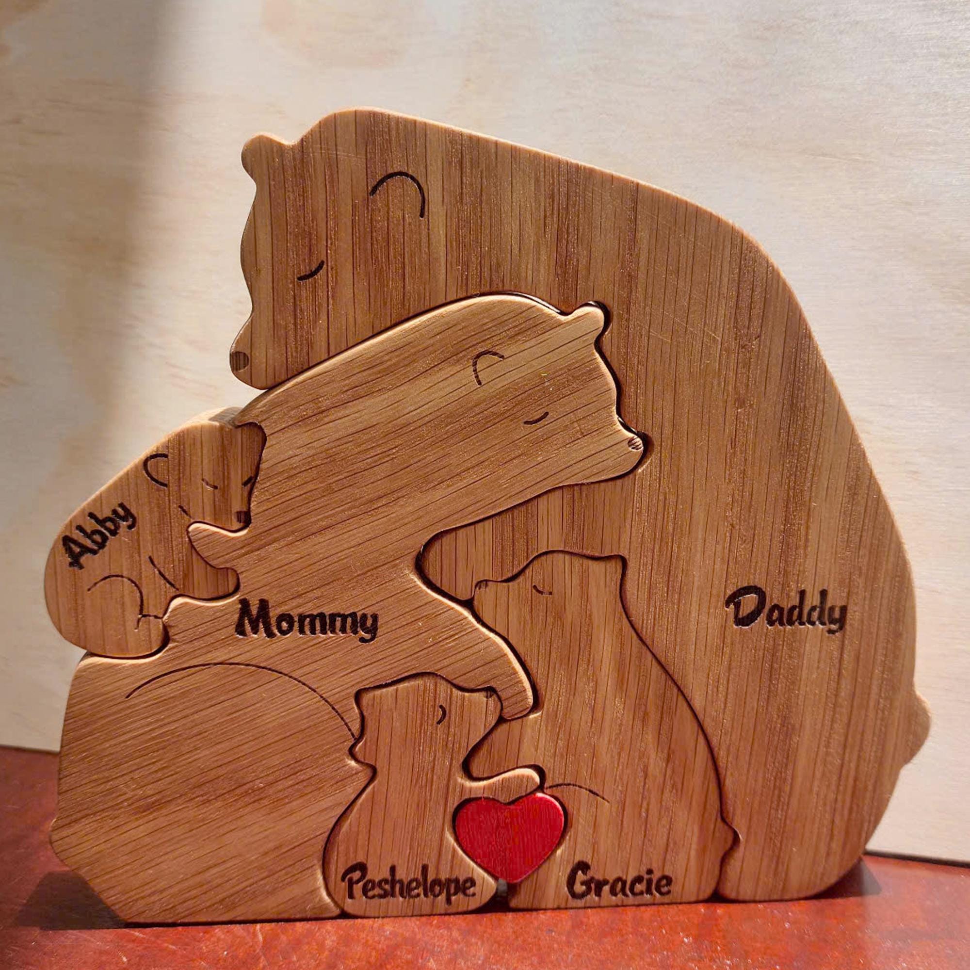 Personalized Wooden Bear Family Puzzle