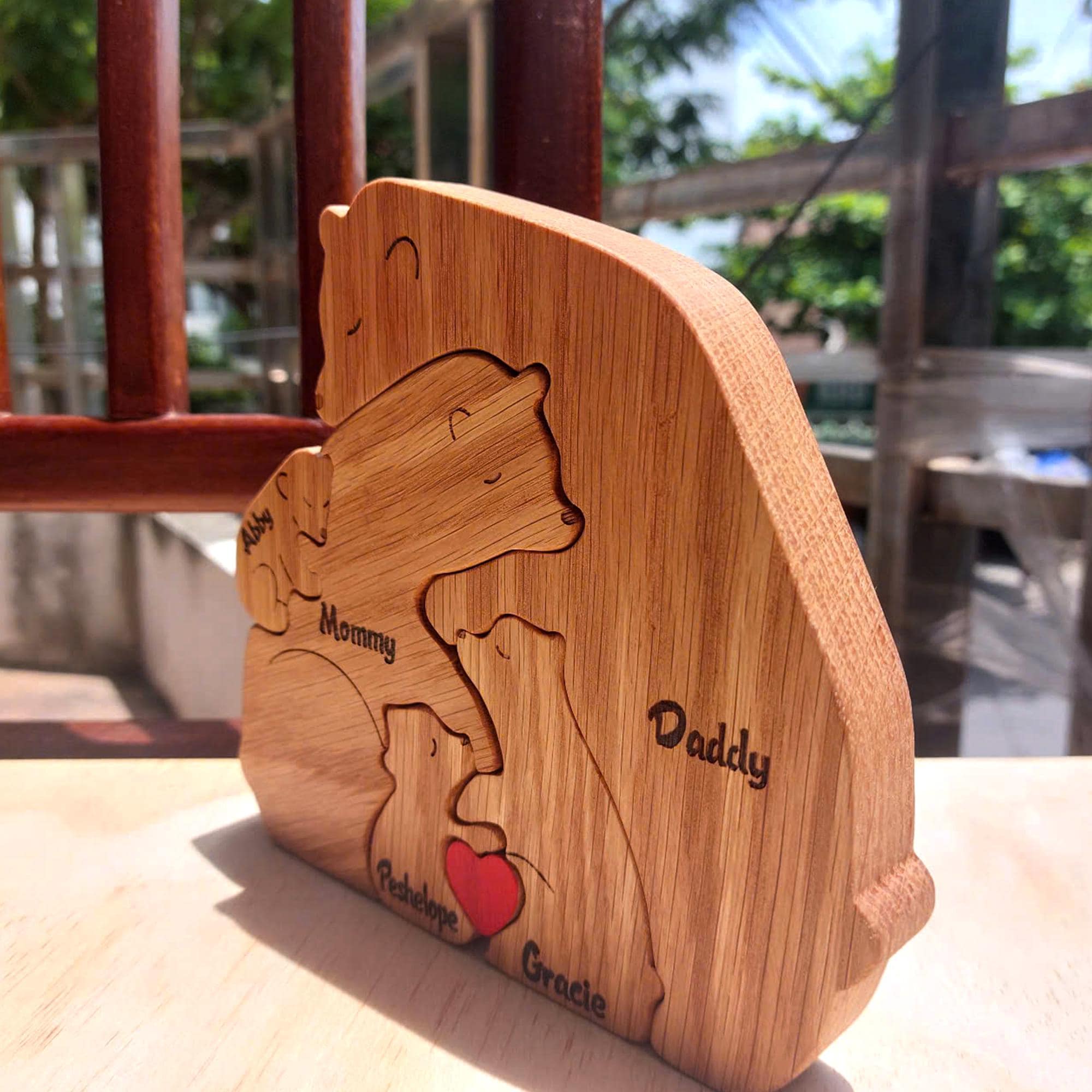Personalized Wooden Bear Family Puzzle