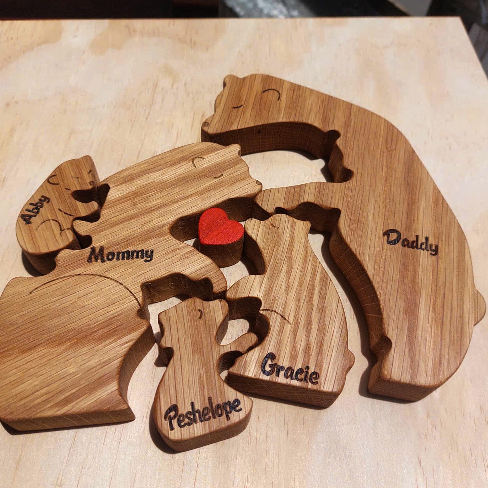 Personalized Wooden Bear Family Puzzle