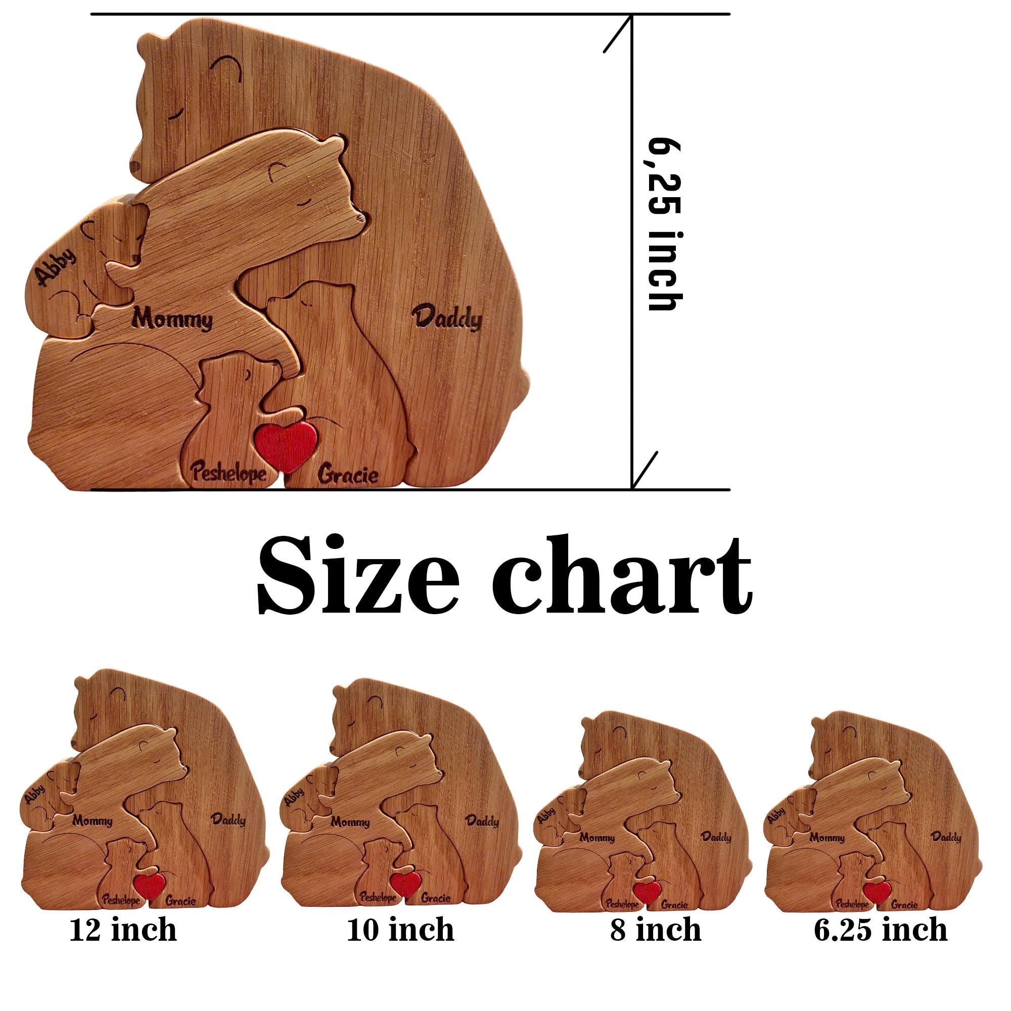 Personalized Wooden Bear Family Puzzle