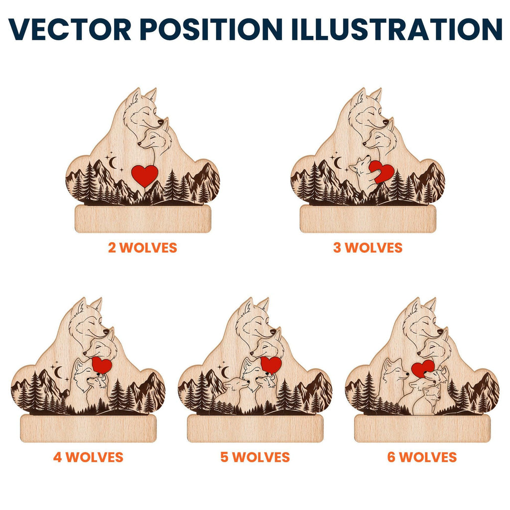Personalized Wooden Wolf Family Puzzle with Names