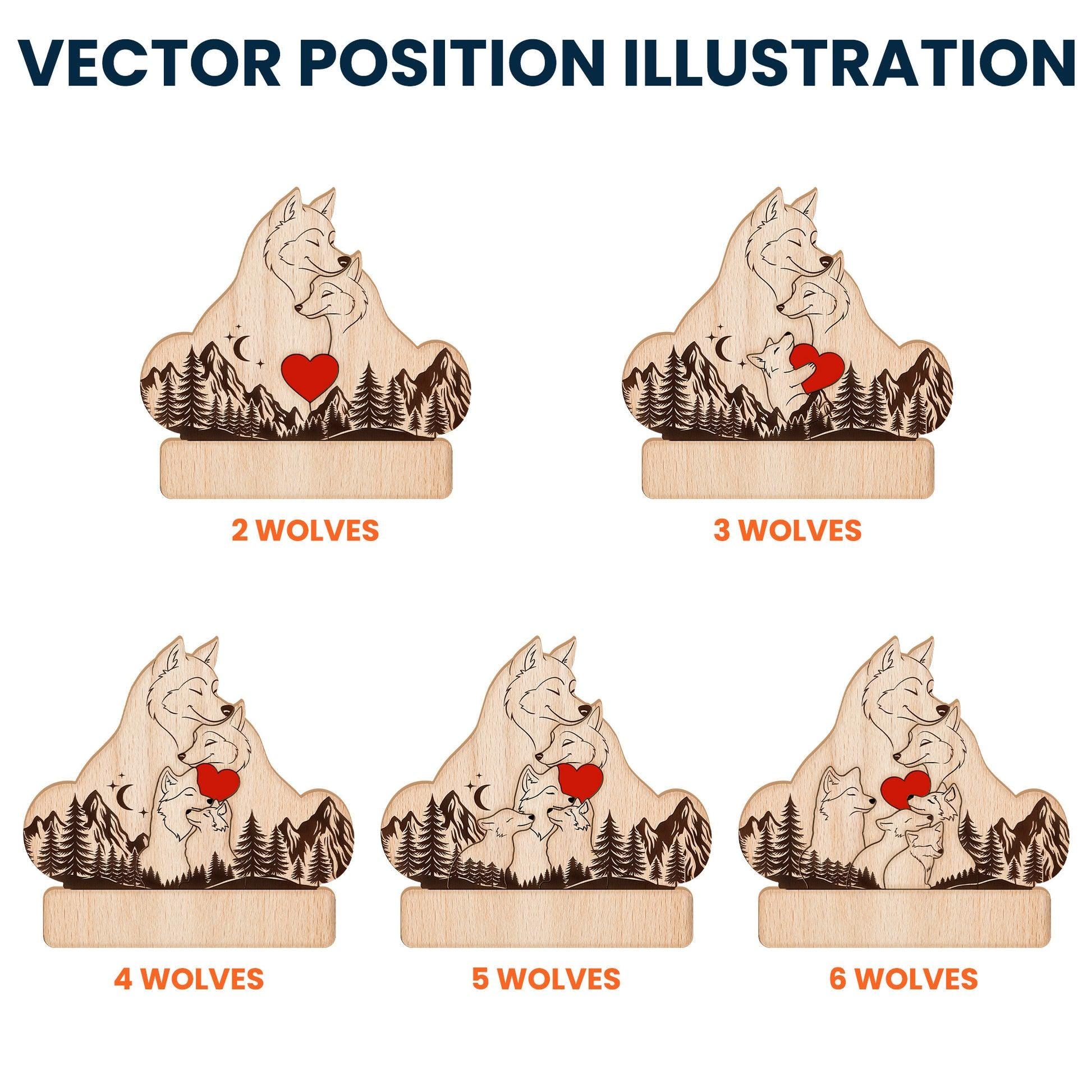 Personalized Wooden Wolf Family Puzzle with Names