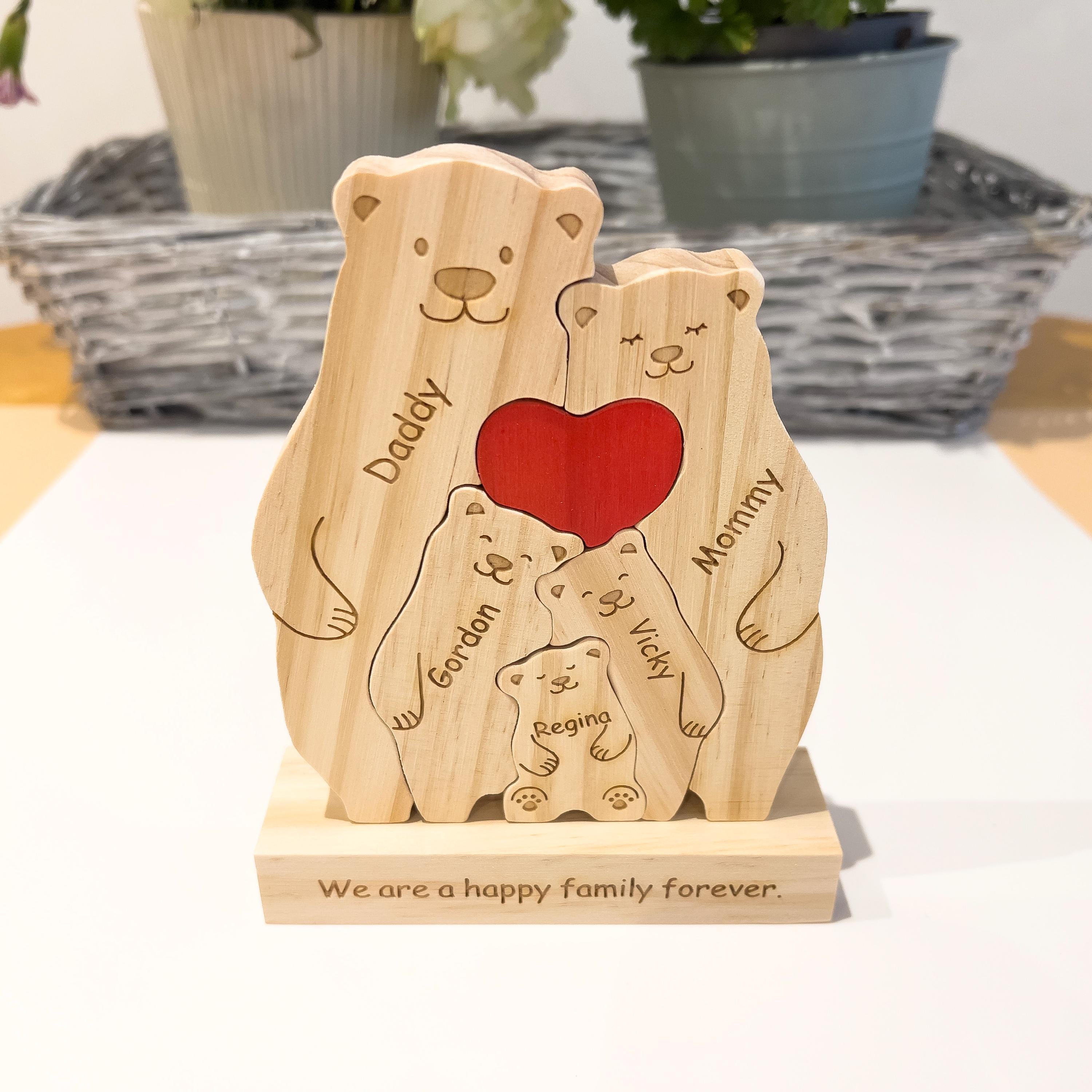 Wooden bear family puzzle - Gift for kids