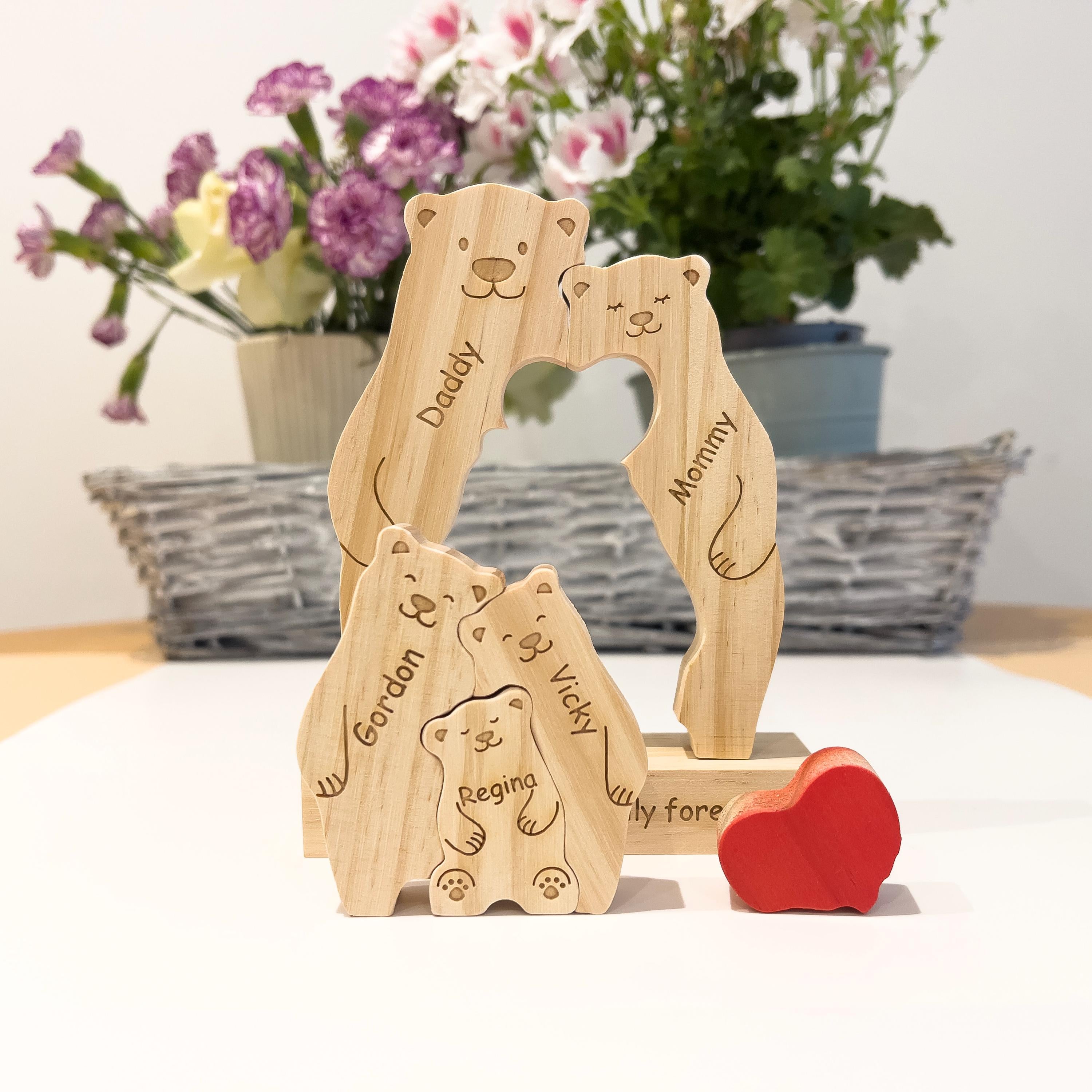 Wooden bear family puzzle - Gift for kids