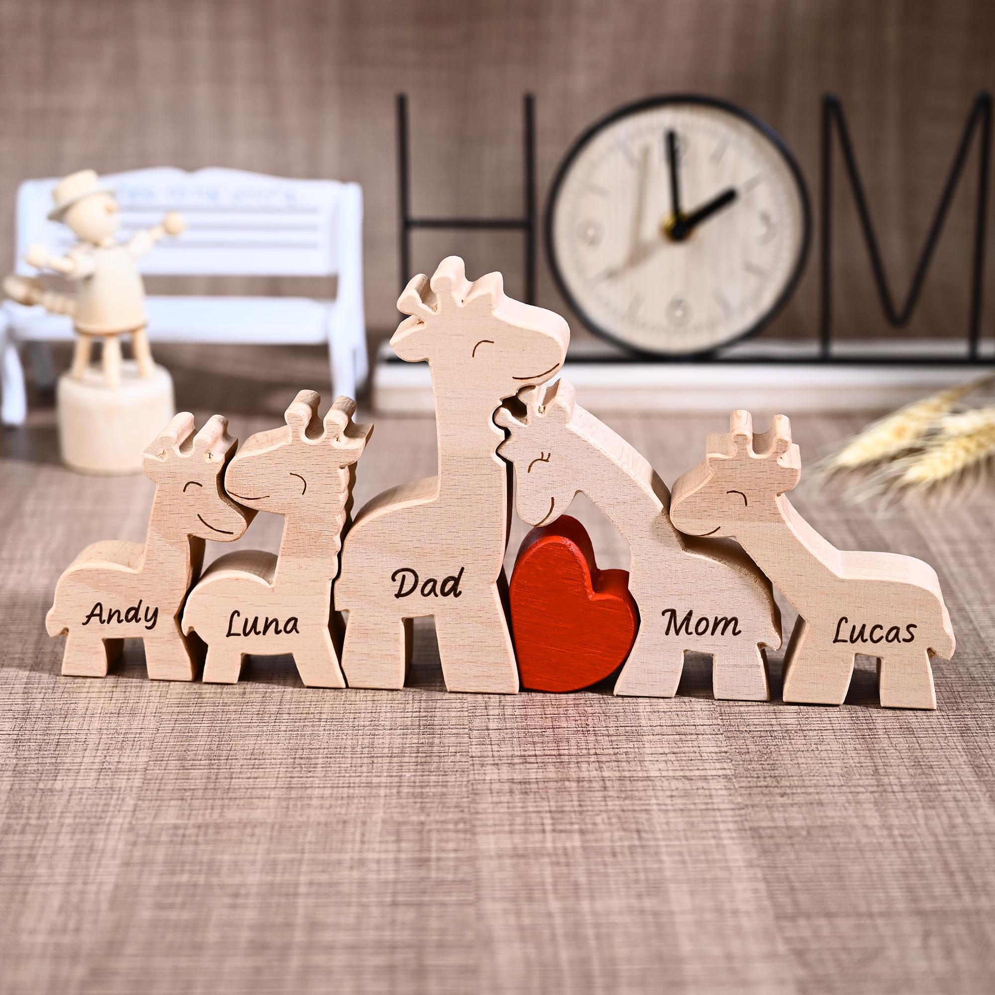 Personalized Wooden Giraffe Family Puzzle