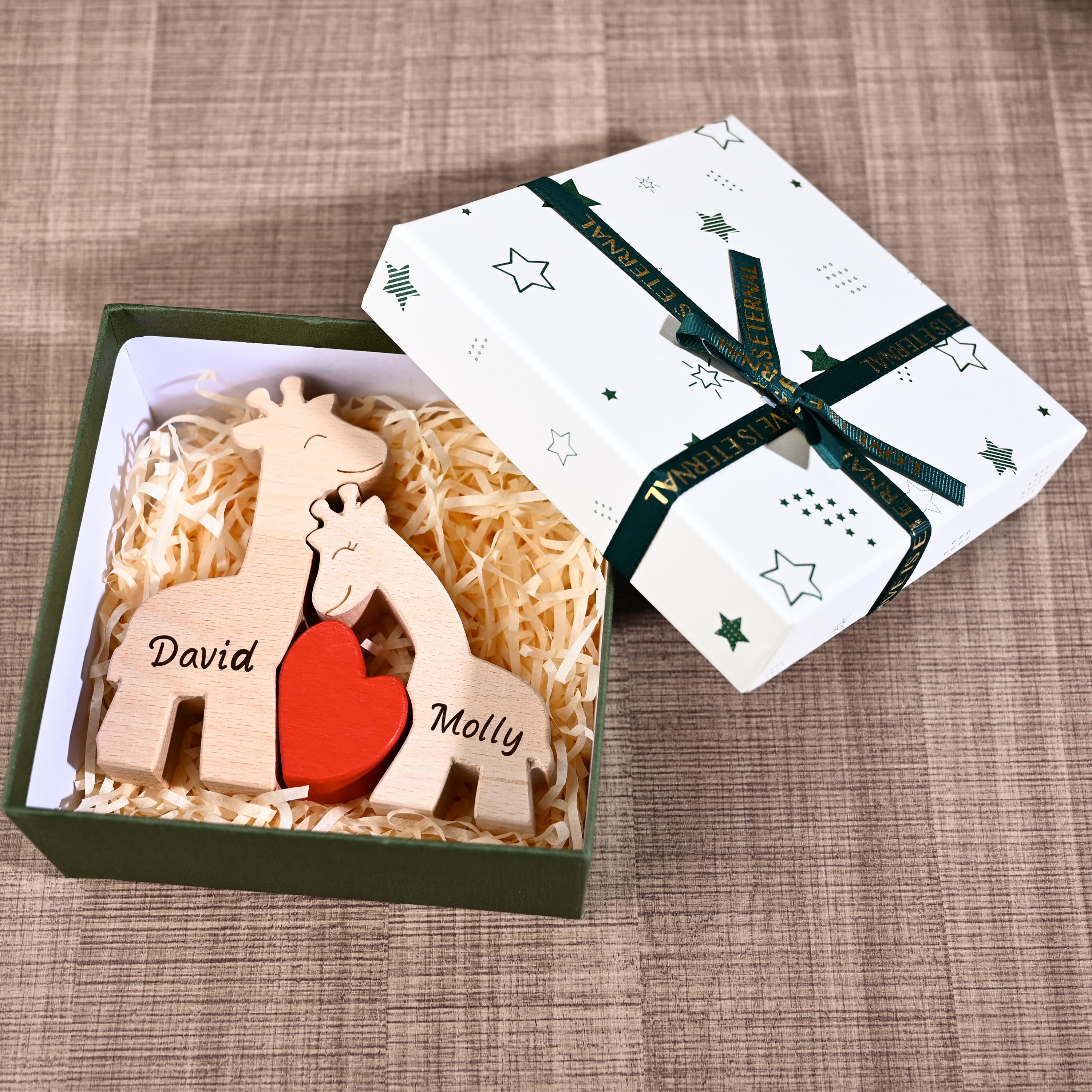 Personalized Wooden Giraffe Family Puzzle