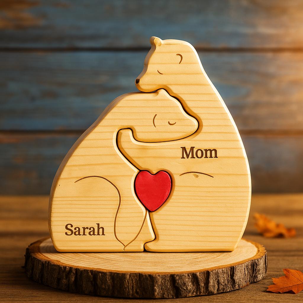 Personalized Wooden Bear Family Puzzle