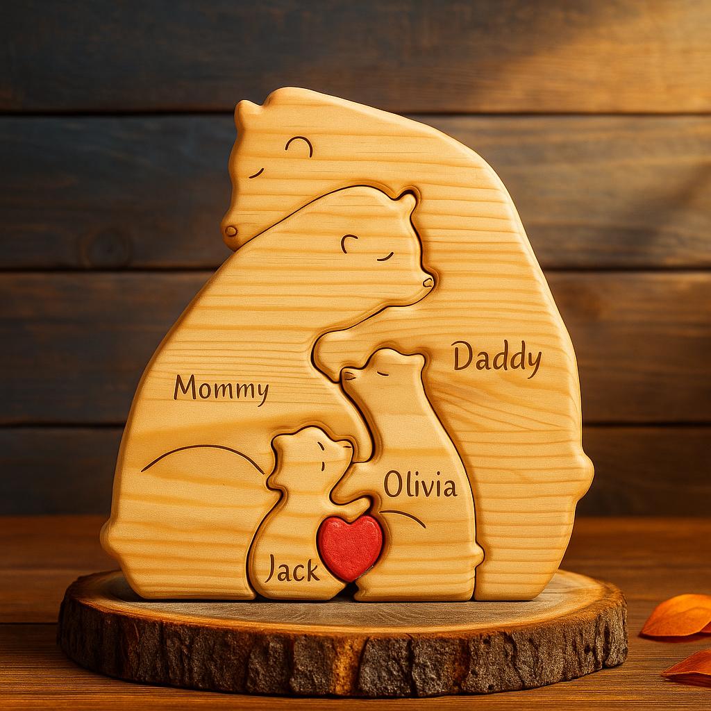 Personalized Wooden Bear Family Puzzle