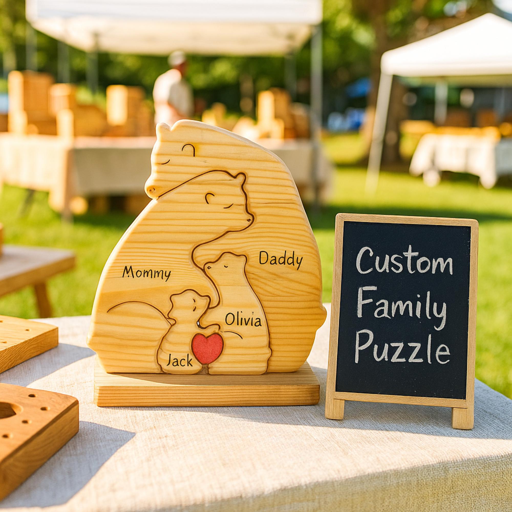 Personalized Wooden Bear Family Puzzle