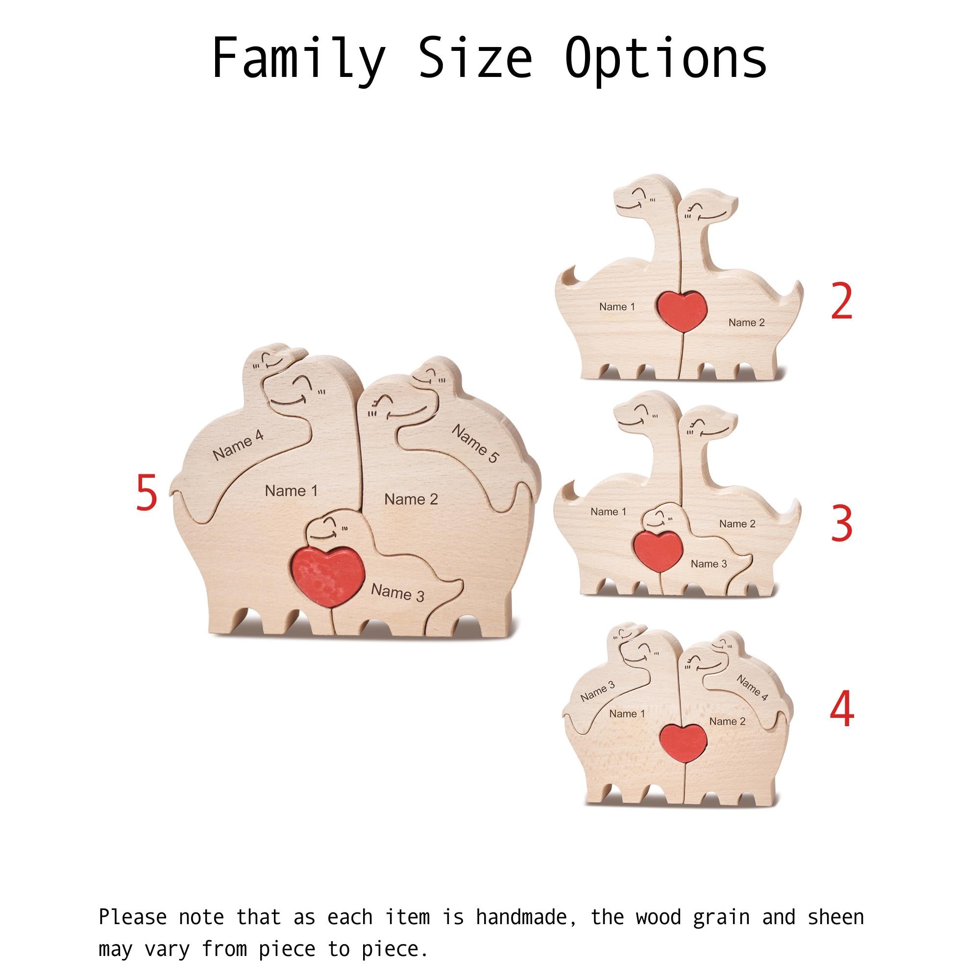 Personalized Wooden Dinosaur Family Puzzle