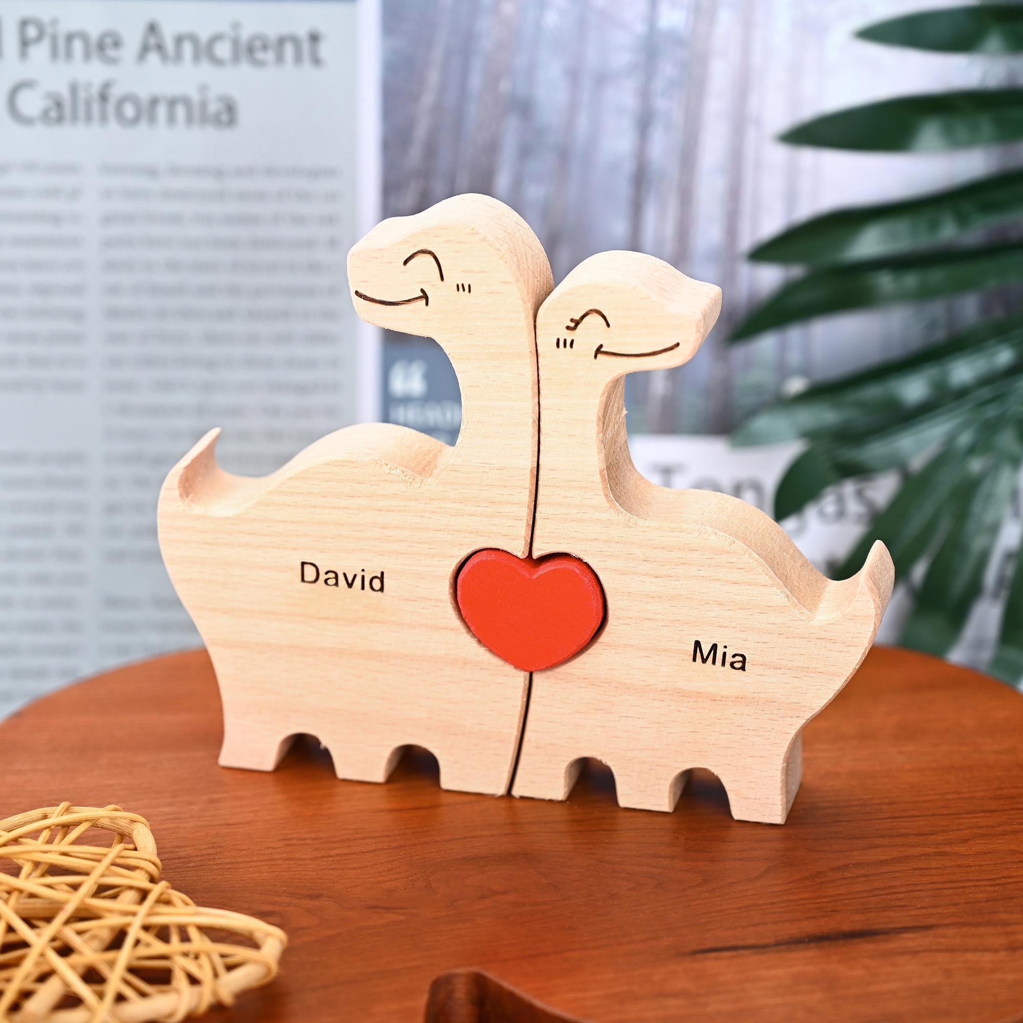 Personalized Wooden Dinosaur Family Puzzle