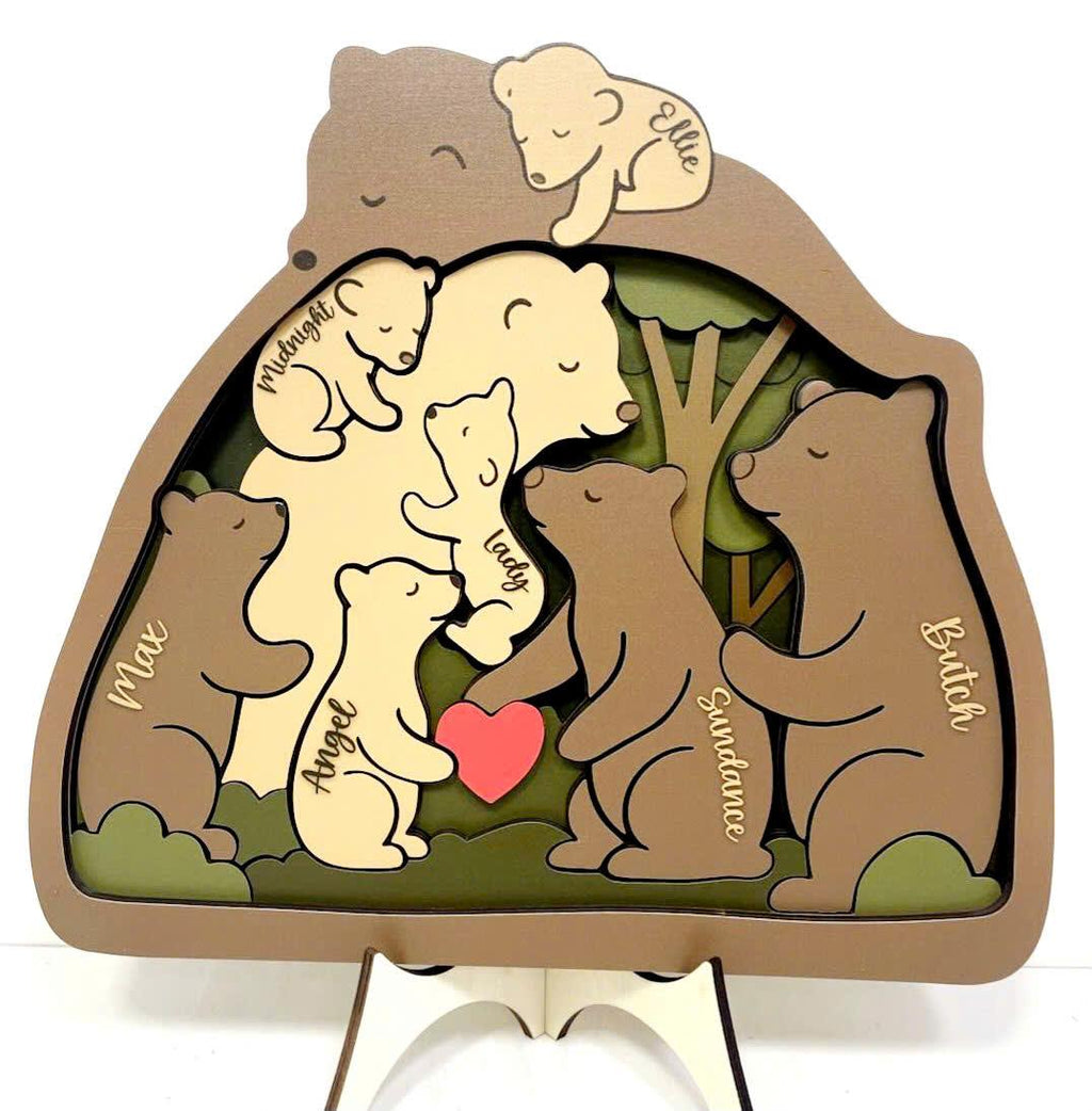 Personalized Wooden Bear Family Puzzle