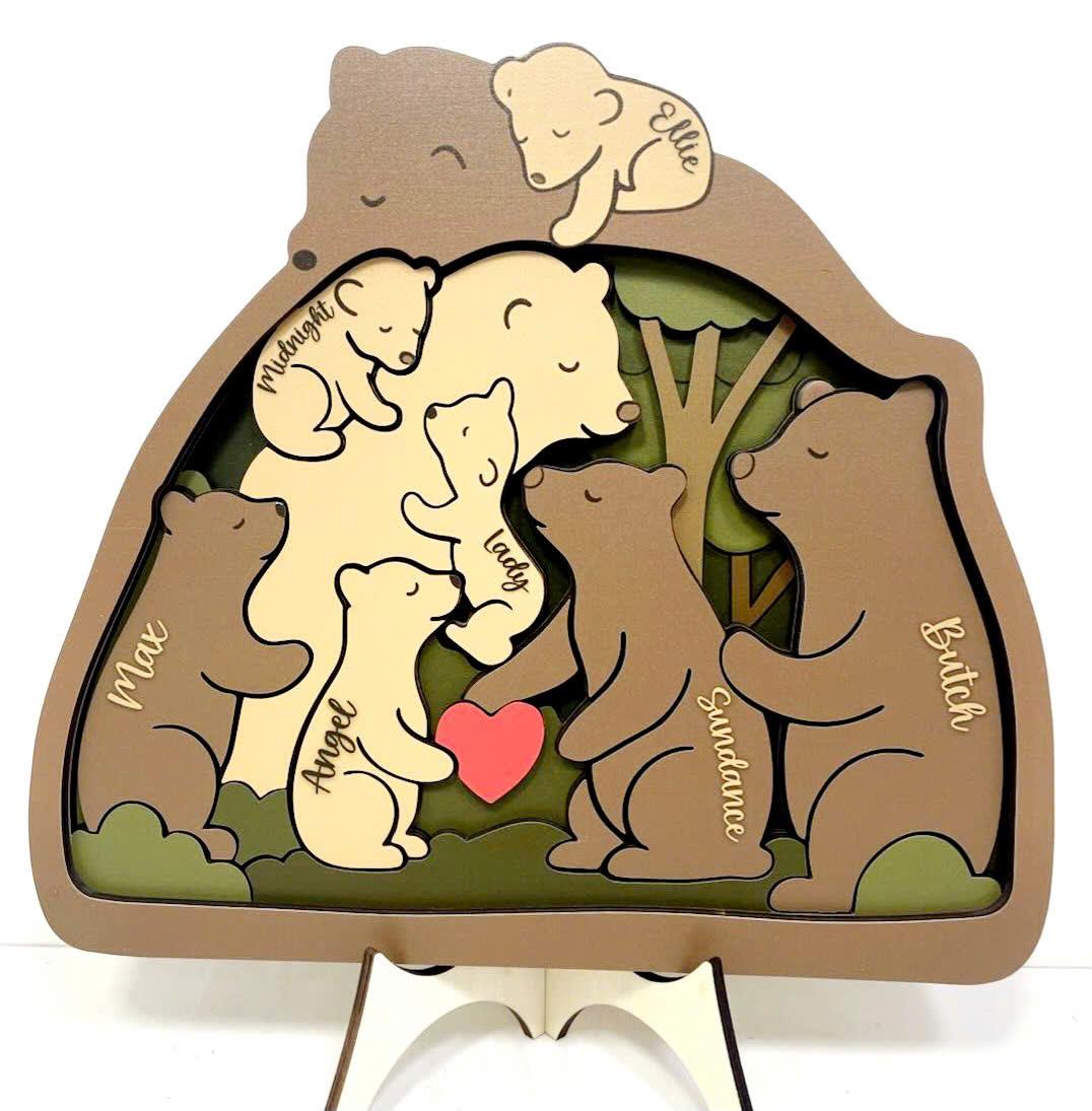 Personalized Wooden Bear Family Puzzle