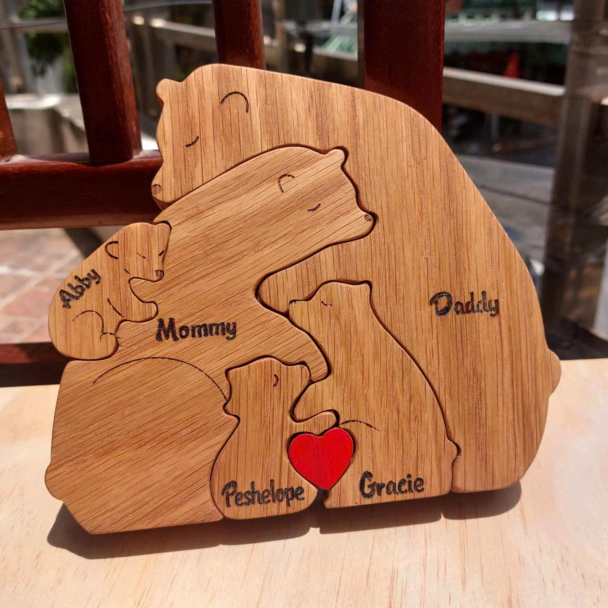 Personalized Wooden Bear Family Puzzle
