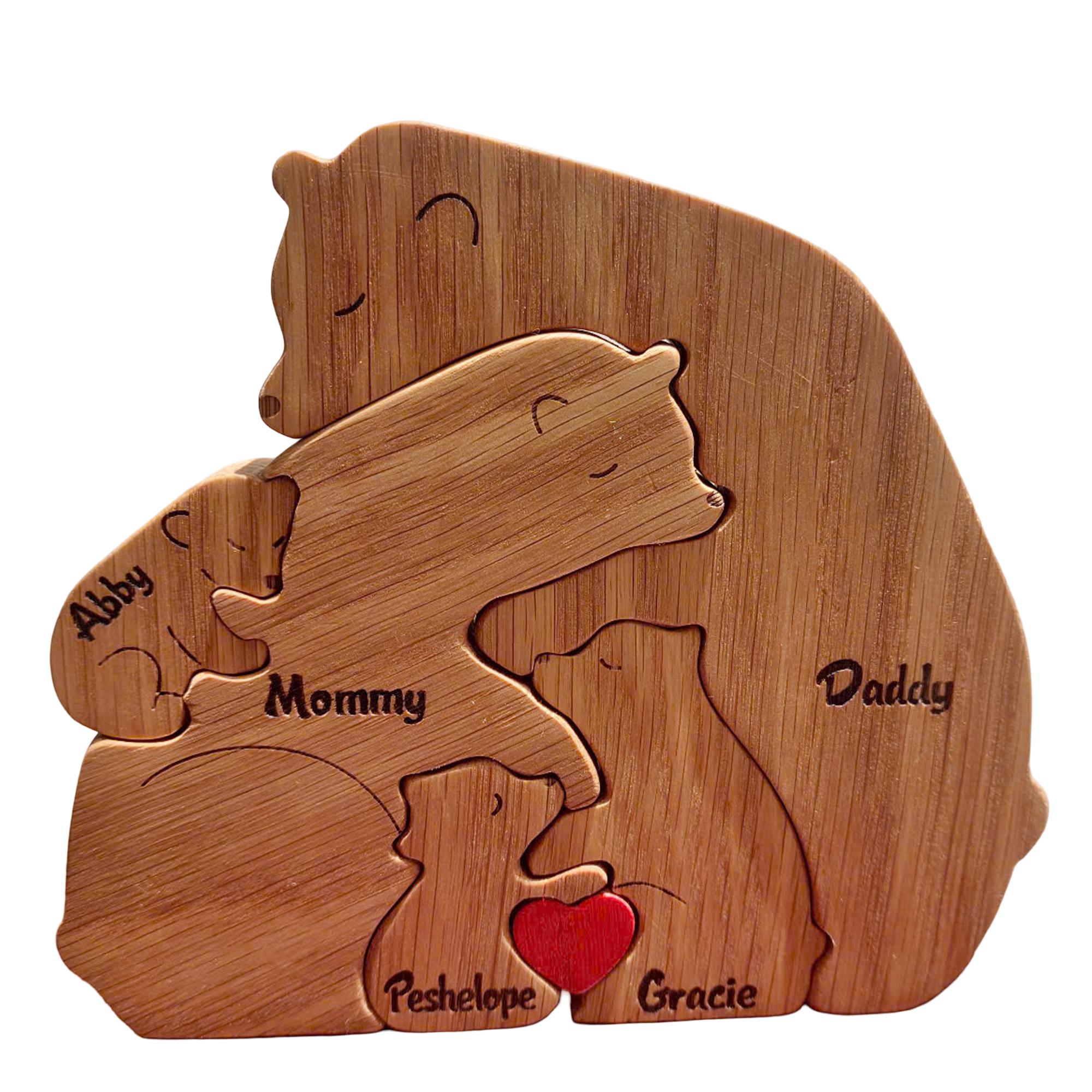 Personalized Wooden Bear Family Puzzle