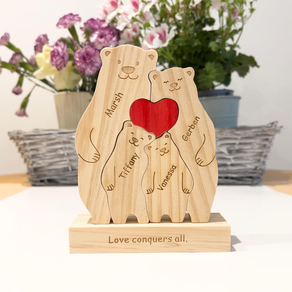 Wooden bear family puzzle - Gift for kids