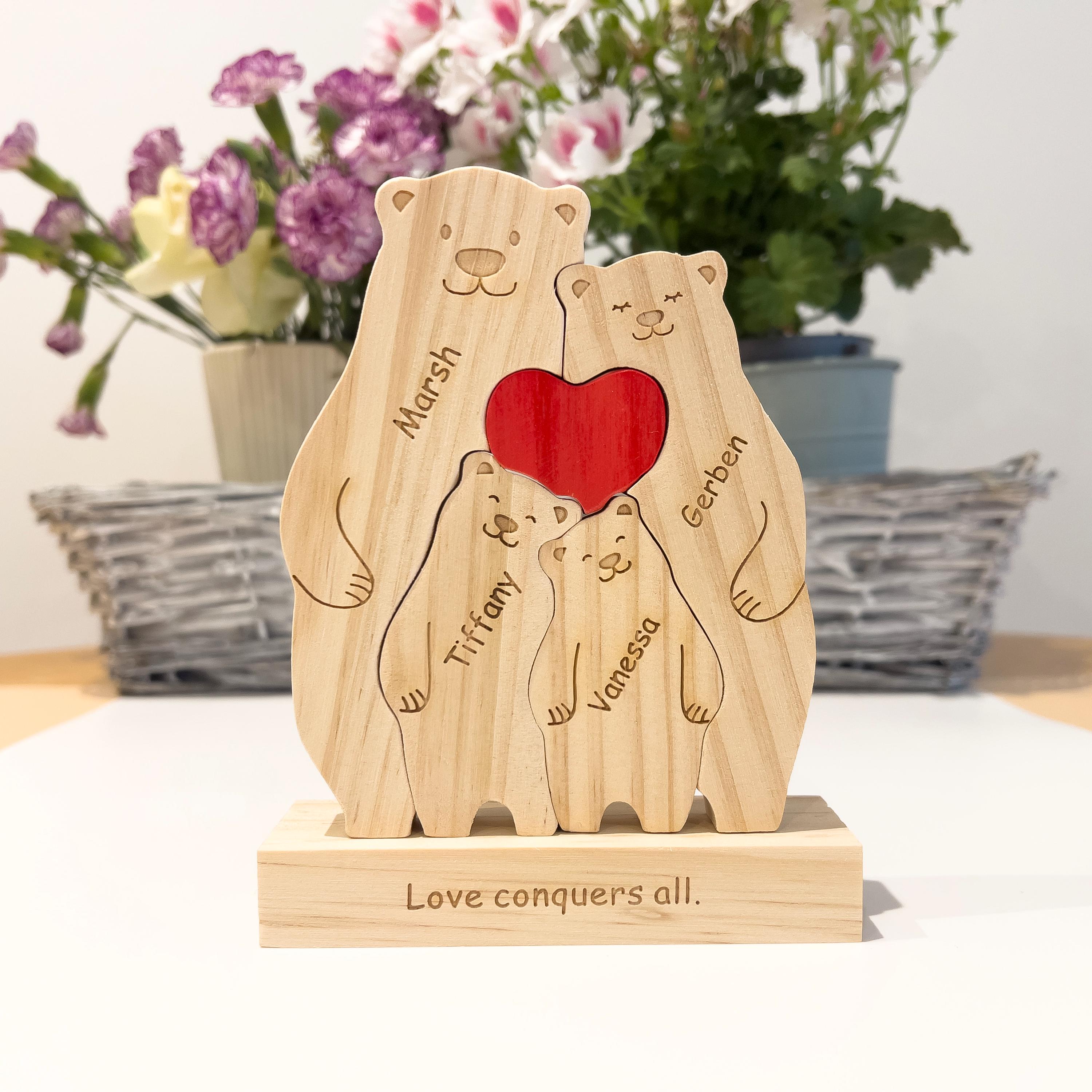 Wooden bear family puzzle - Gift for kids