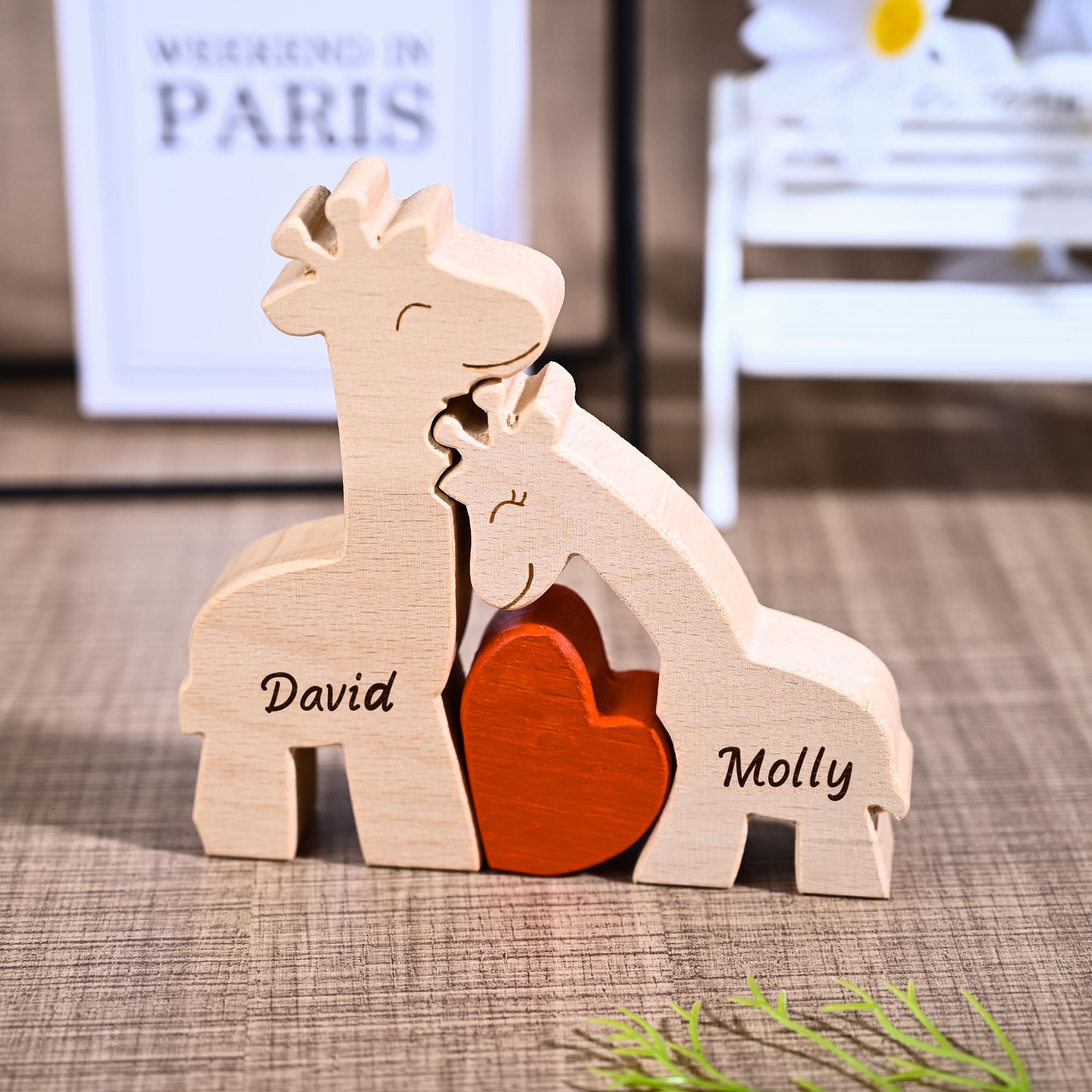 Personalized Wooden Giraffe Family Puzzle