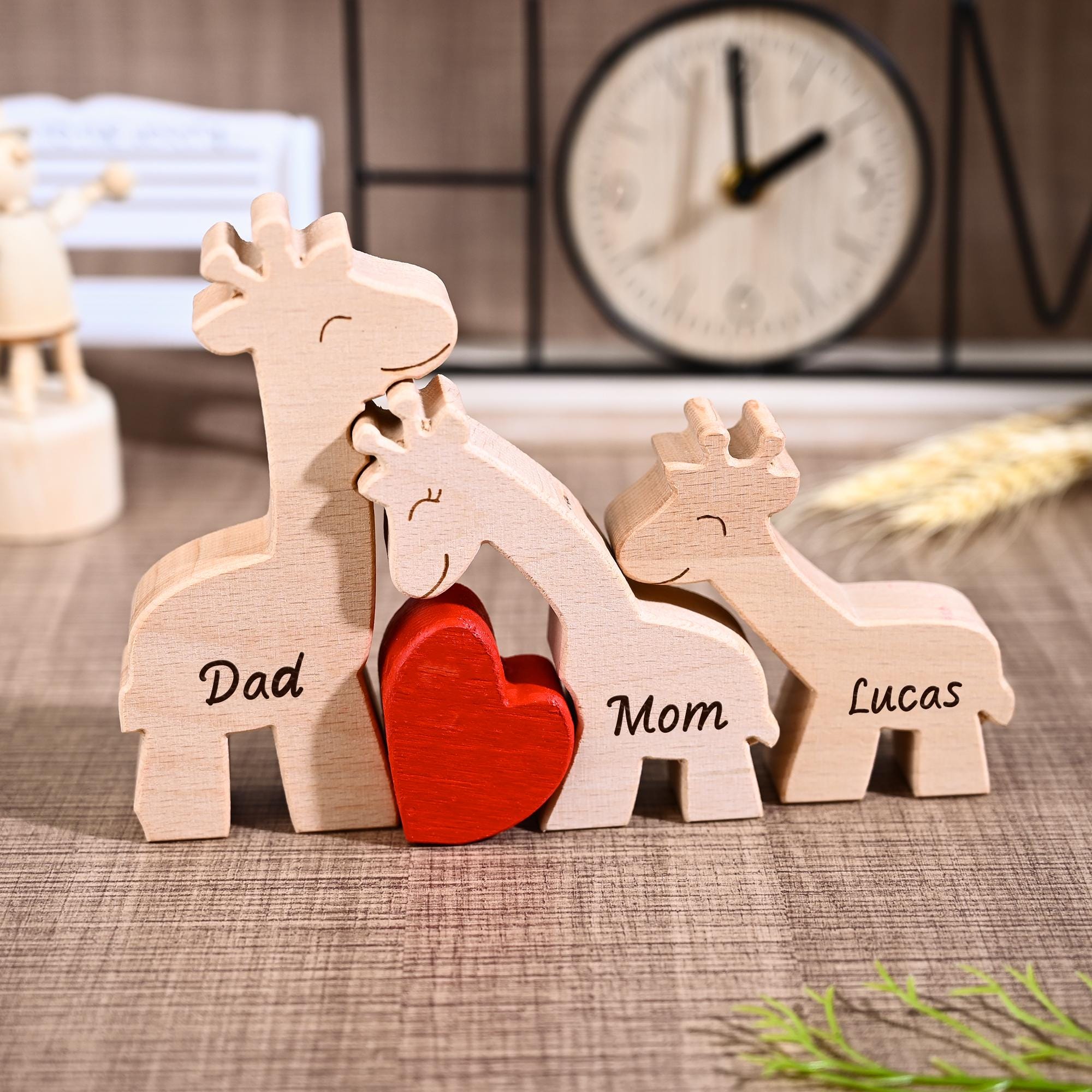 Personalized Wooden Giraffe Family Puzzle