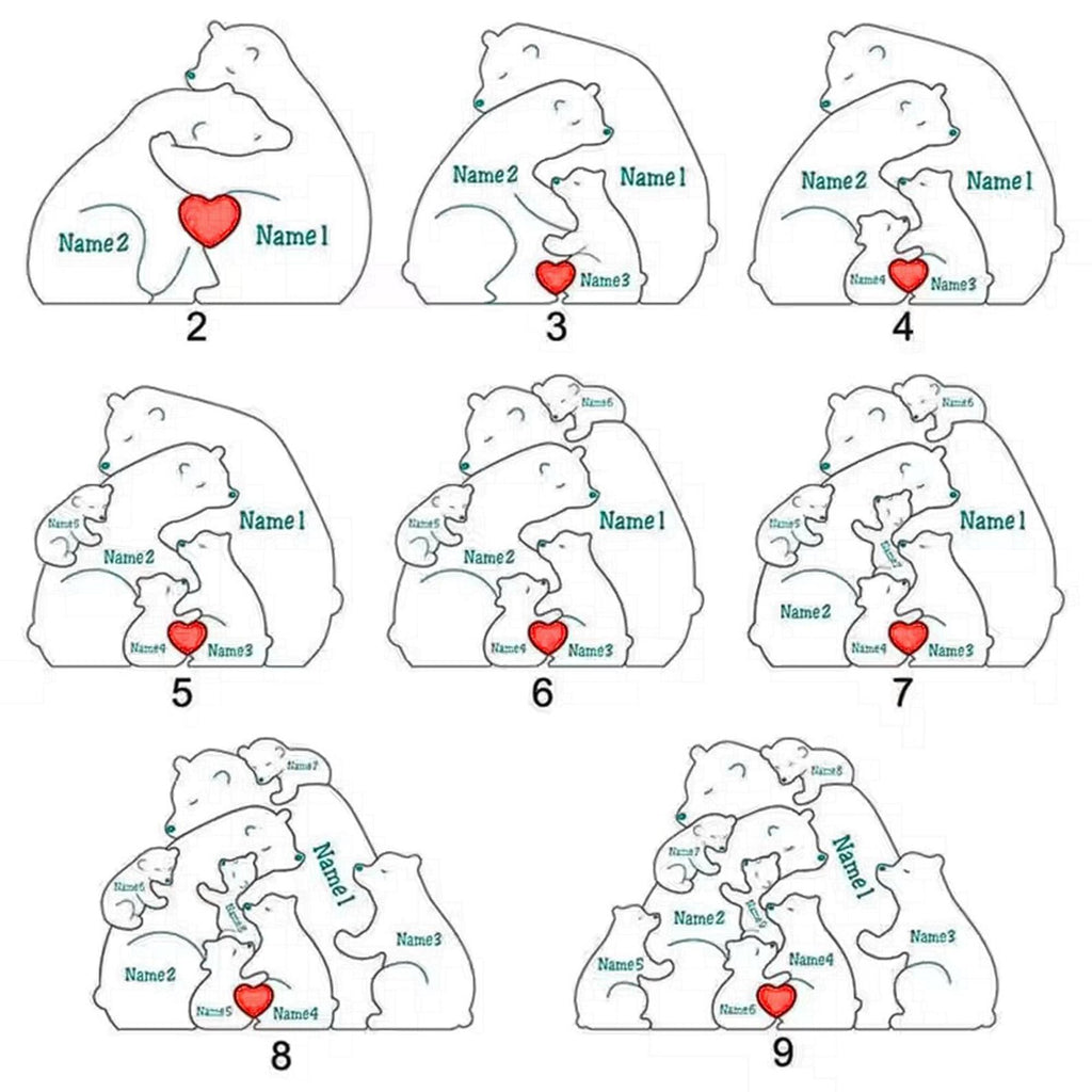 Personalised Wooden Bear Family Puzzle