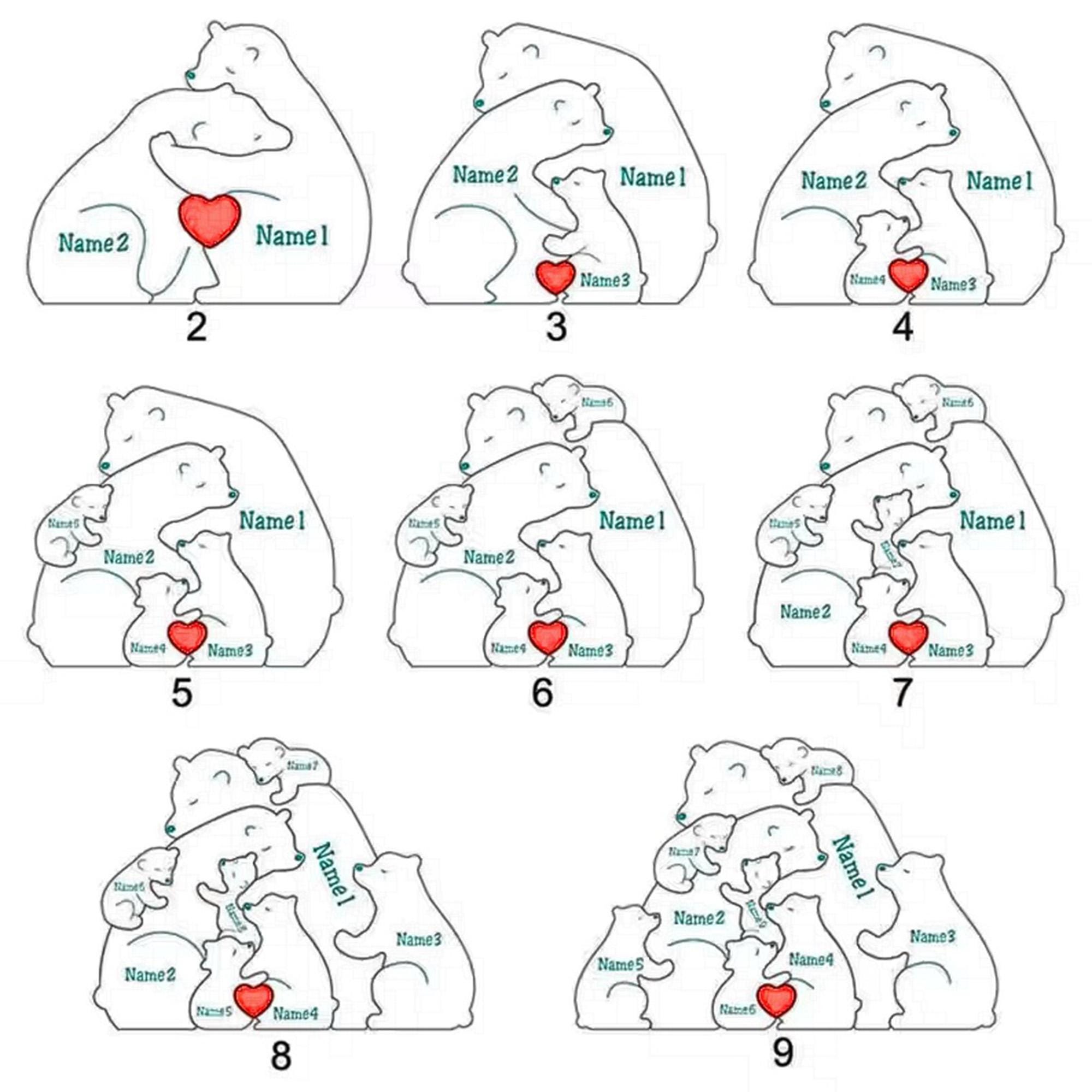 Personalised Wooden Bear Family Puzzle