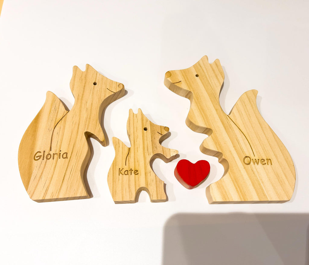 Wooden fox family jigsaw puzzle