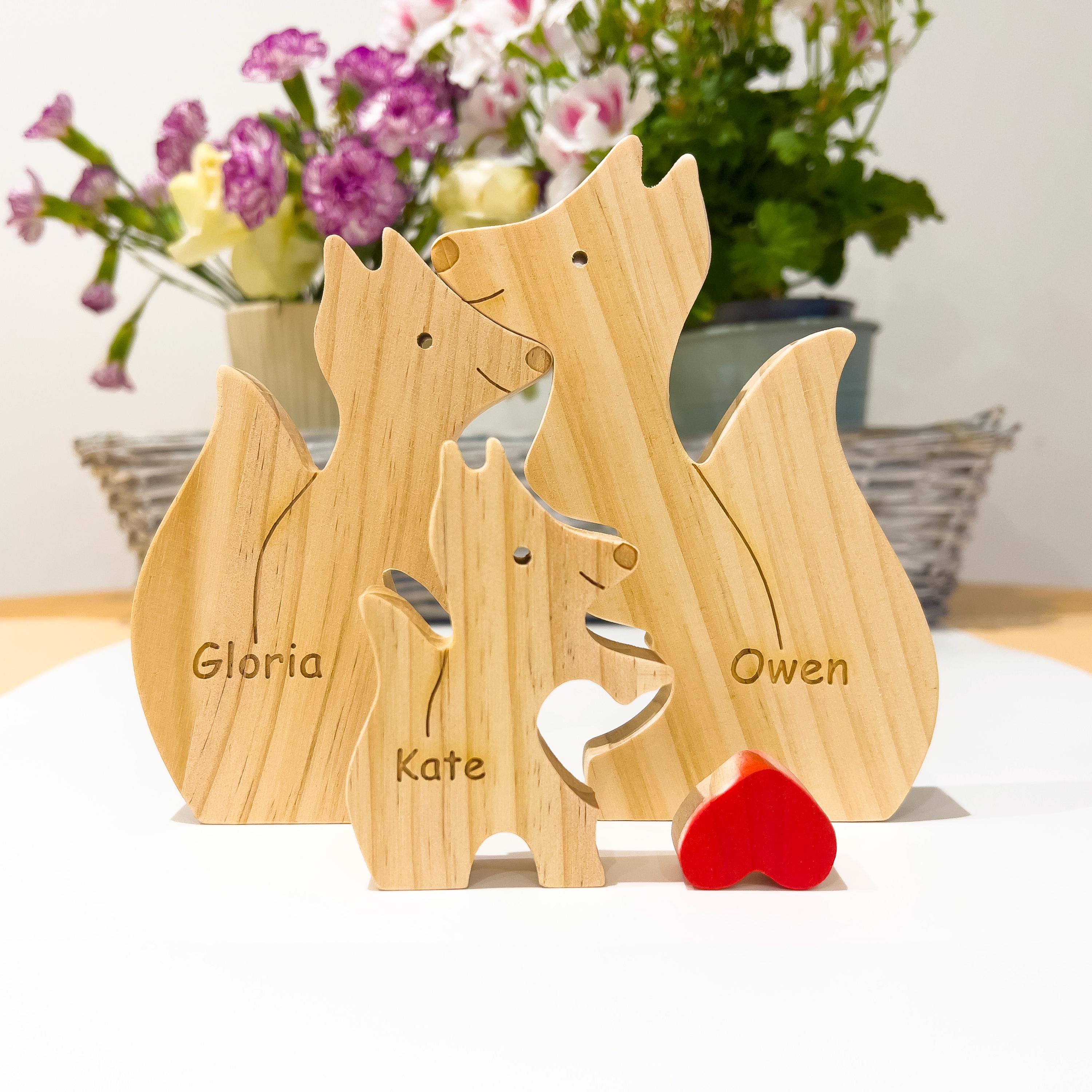 Wooden fox family jigsaw puzzle