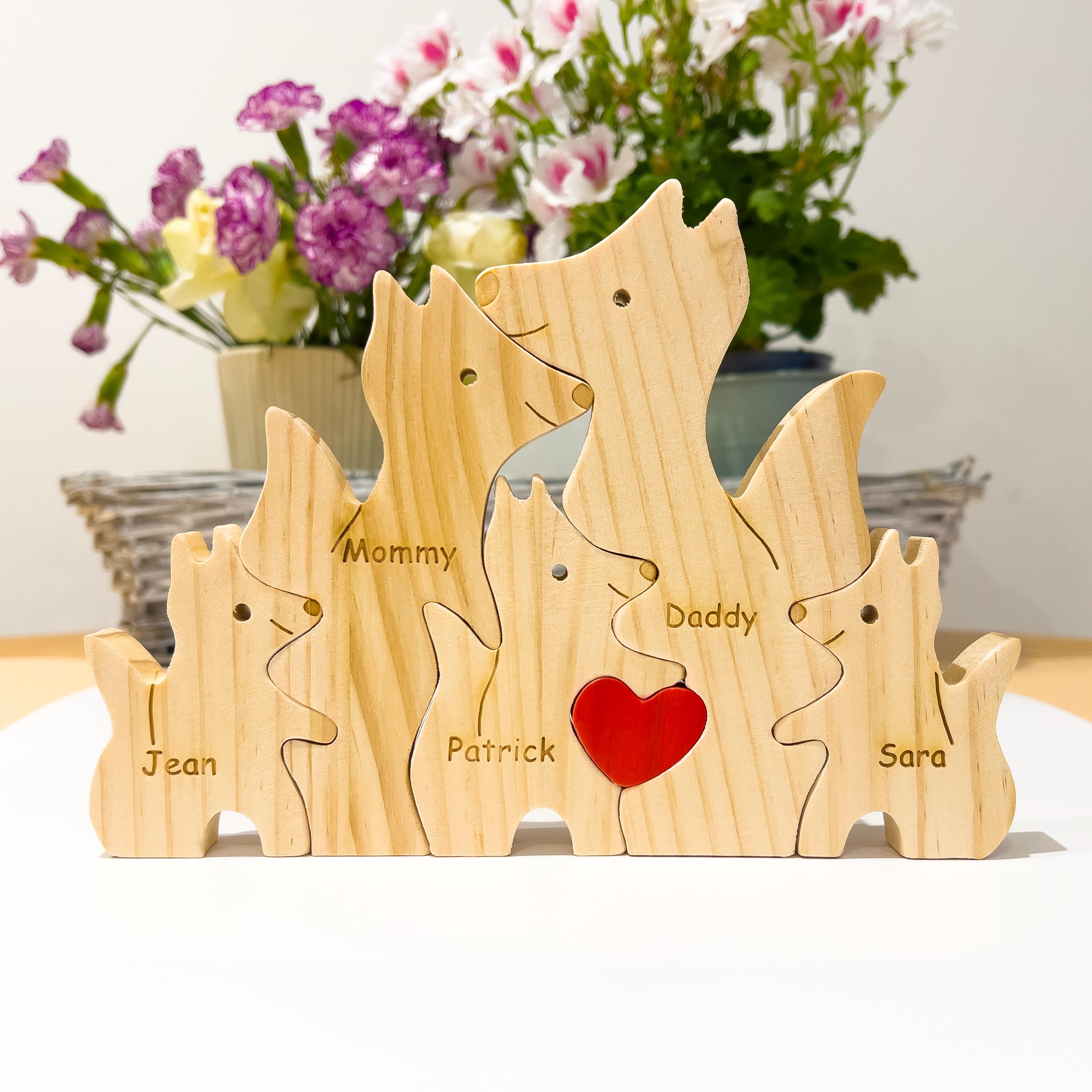 Wooden fox family jigsaw puzzle