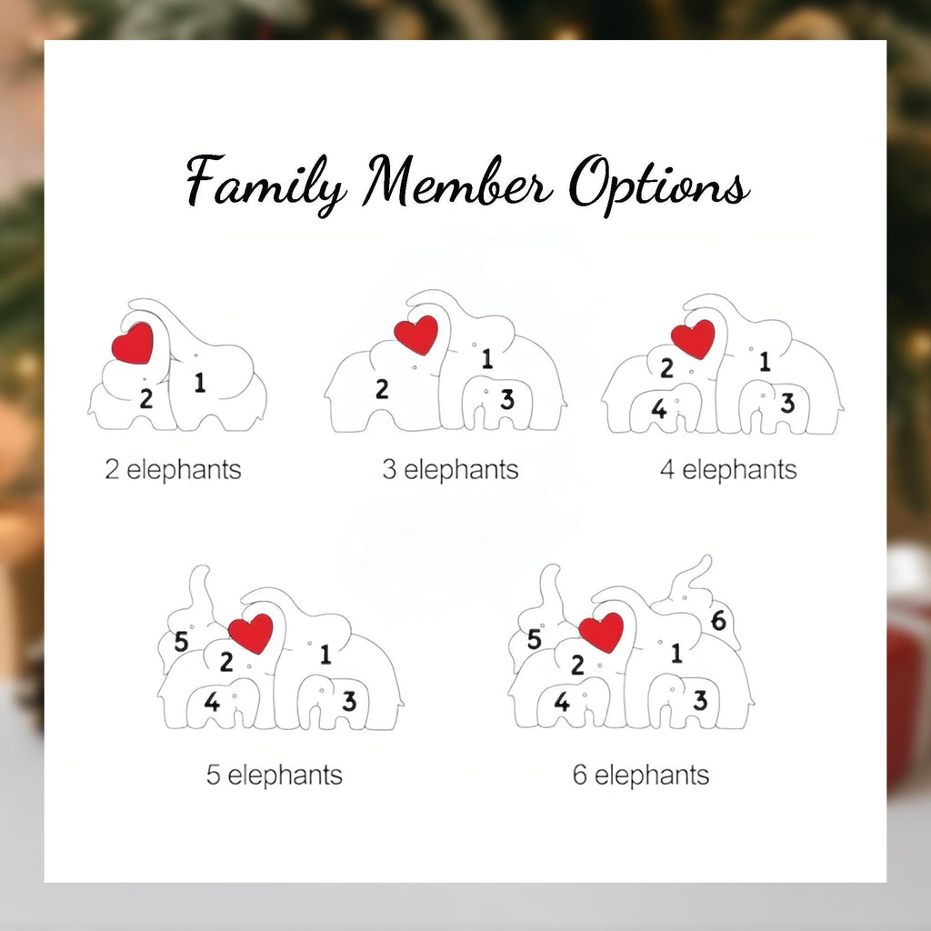 Personalized Engraved Wooden Elephant Family Puzzle