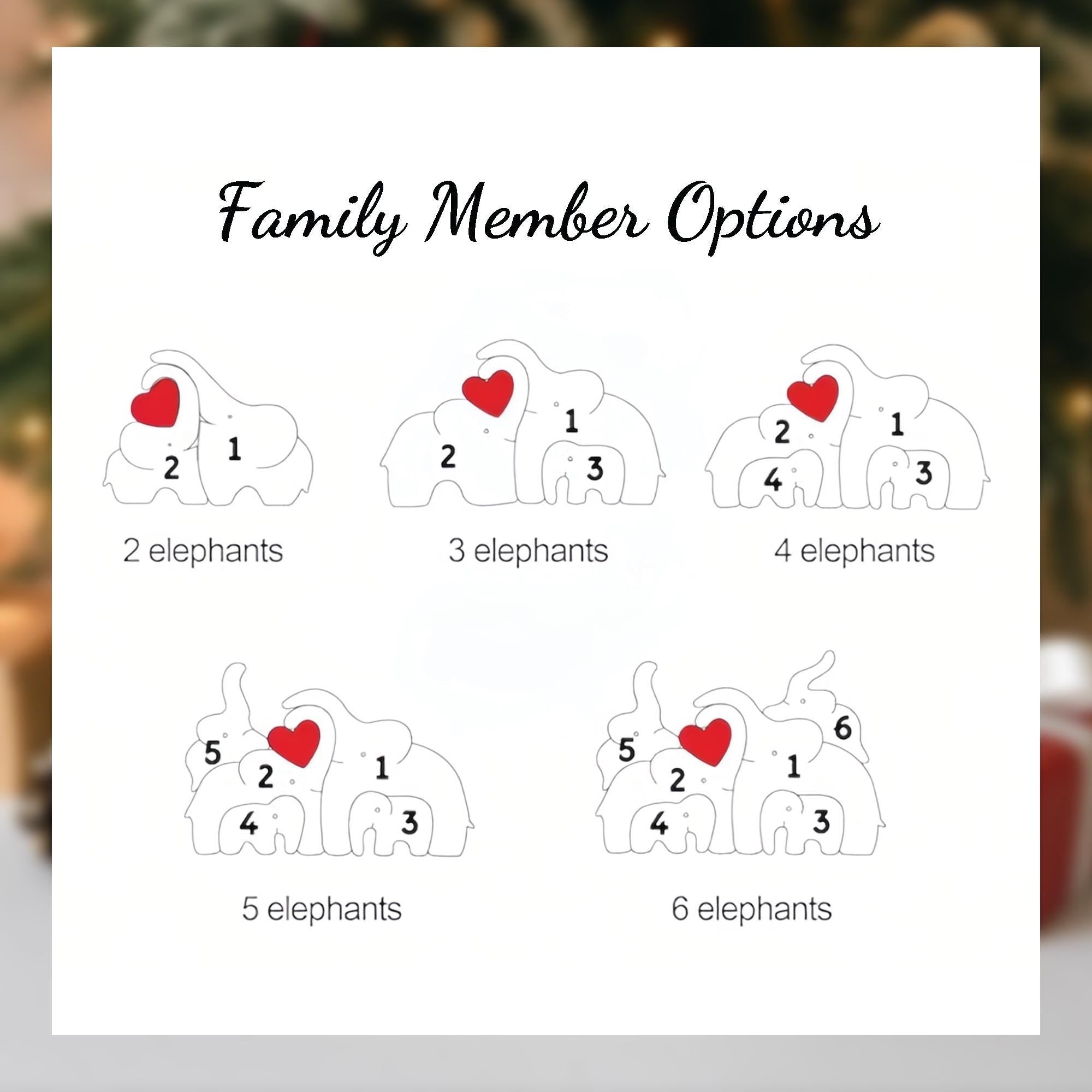 Personalized Engraved Wooden Elephant Family Puzzle